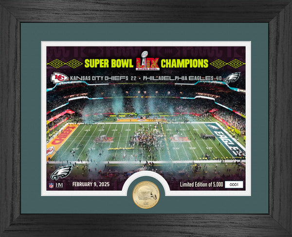 Philadelphia Eagles Super Bowl LIX Champions Celebration Bronze Coin Photo Mint - Framed