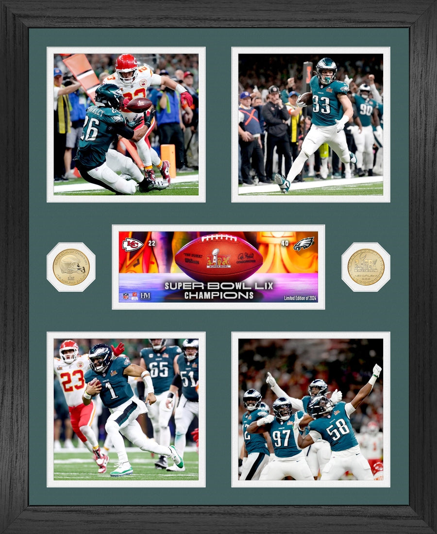 Philadelphia Eagles Super Bowl LIX Champions Memorable Moments Bronze Coin Photo Mint - Framed