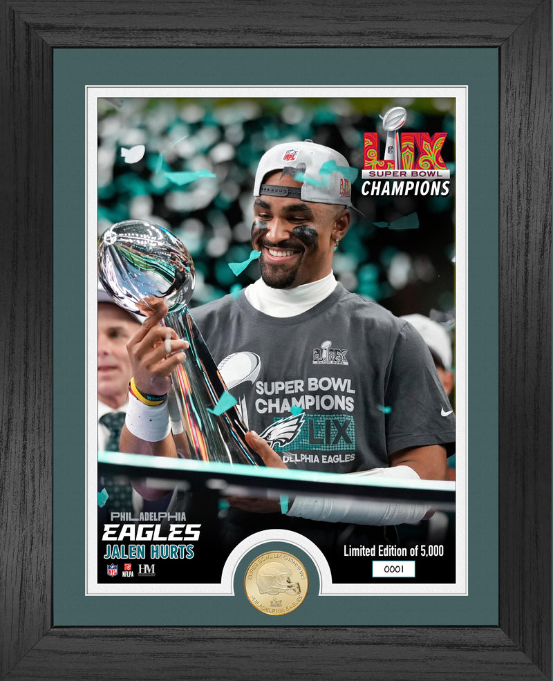 Jalen Hurts Eagles Super Bowl LIX Champions Bronze Coin Trophy Photo Mint