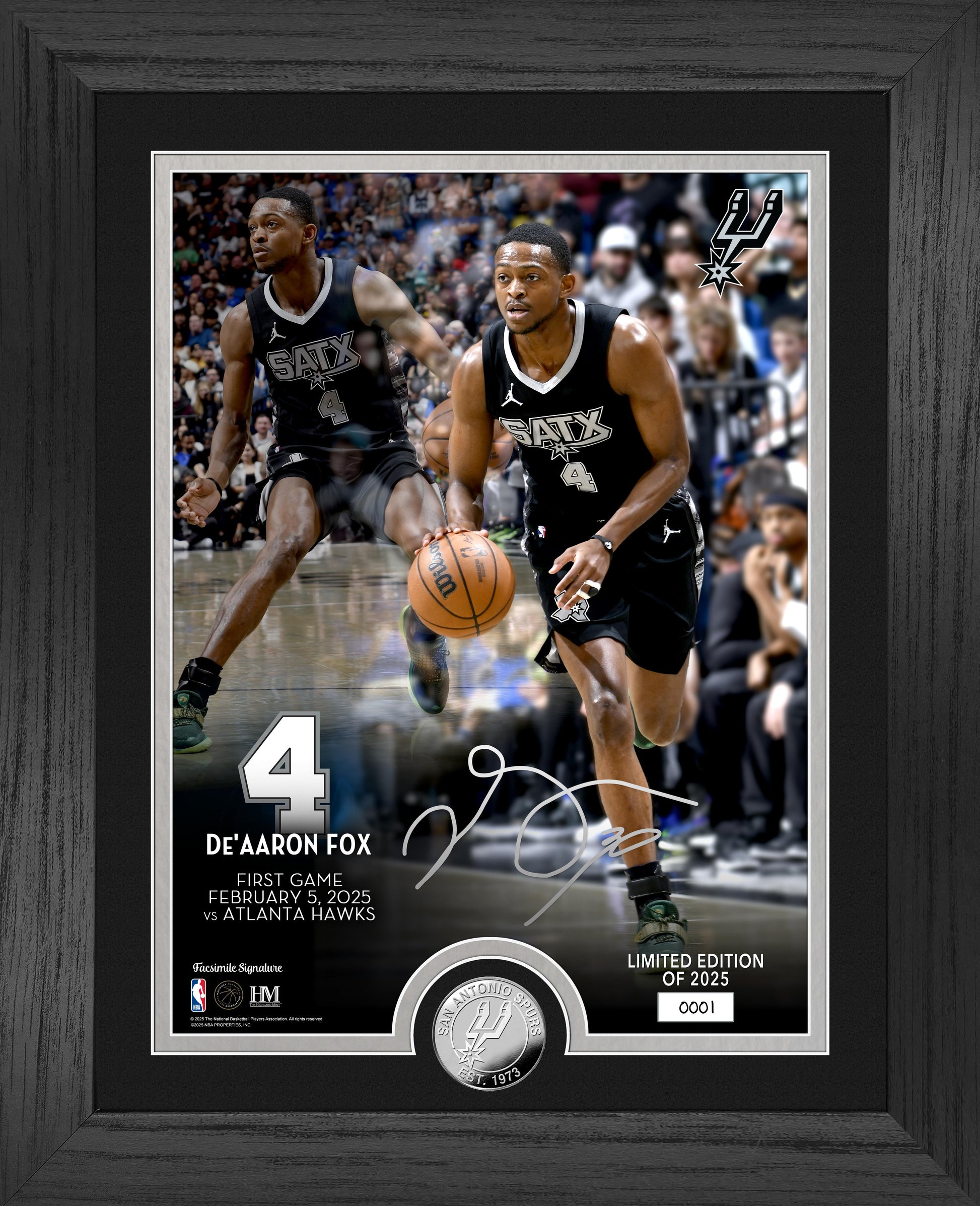 De’Aaron Fox San Antonio Spurs Silver Coin Photo Mint - Framed