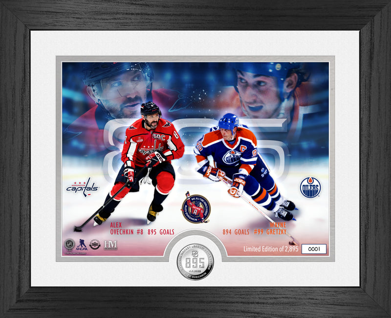 Alex Ovechkin & Wayne Gretzky NHL 895 Goals Record Silver Coin Photo Mint