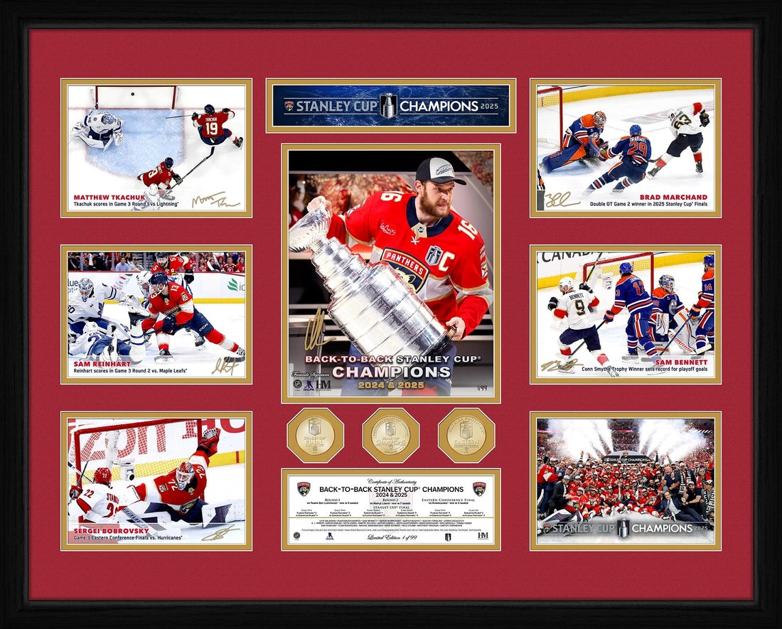 EXCLUSIVE! Florida Panthers BACK TO BACK Stanley Cup Championship 24kt Gold Coin Mega Mint - Framed