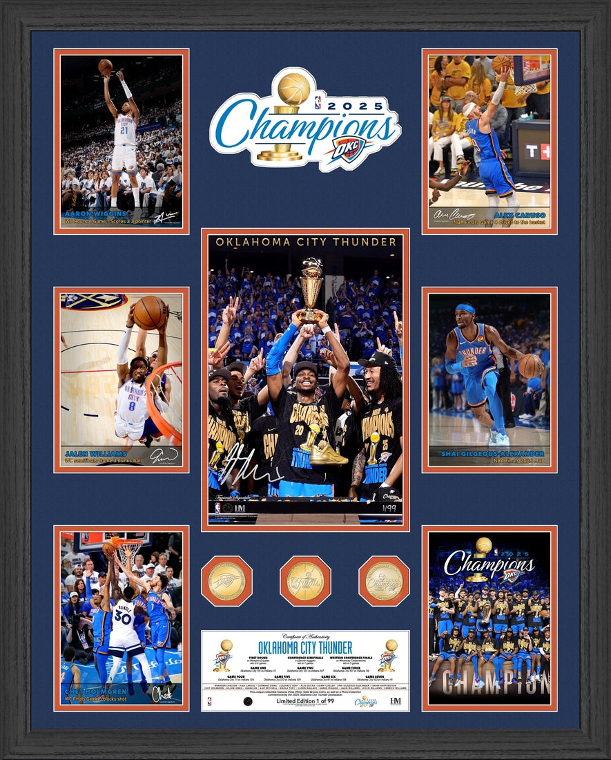 EXCLUSIVE/NOT ON WEBSITES!!! OKC Thunder 1st Time NBA CHAMPS 24x30 Mega Photo Mint Display - Framed