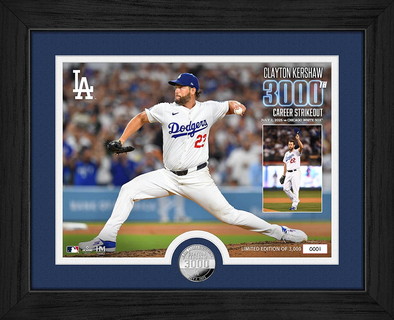 Clayton Kershaw 3000th Career Strikeout Silver Coin Photo Mint
