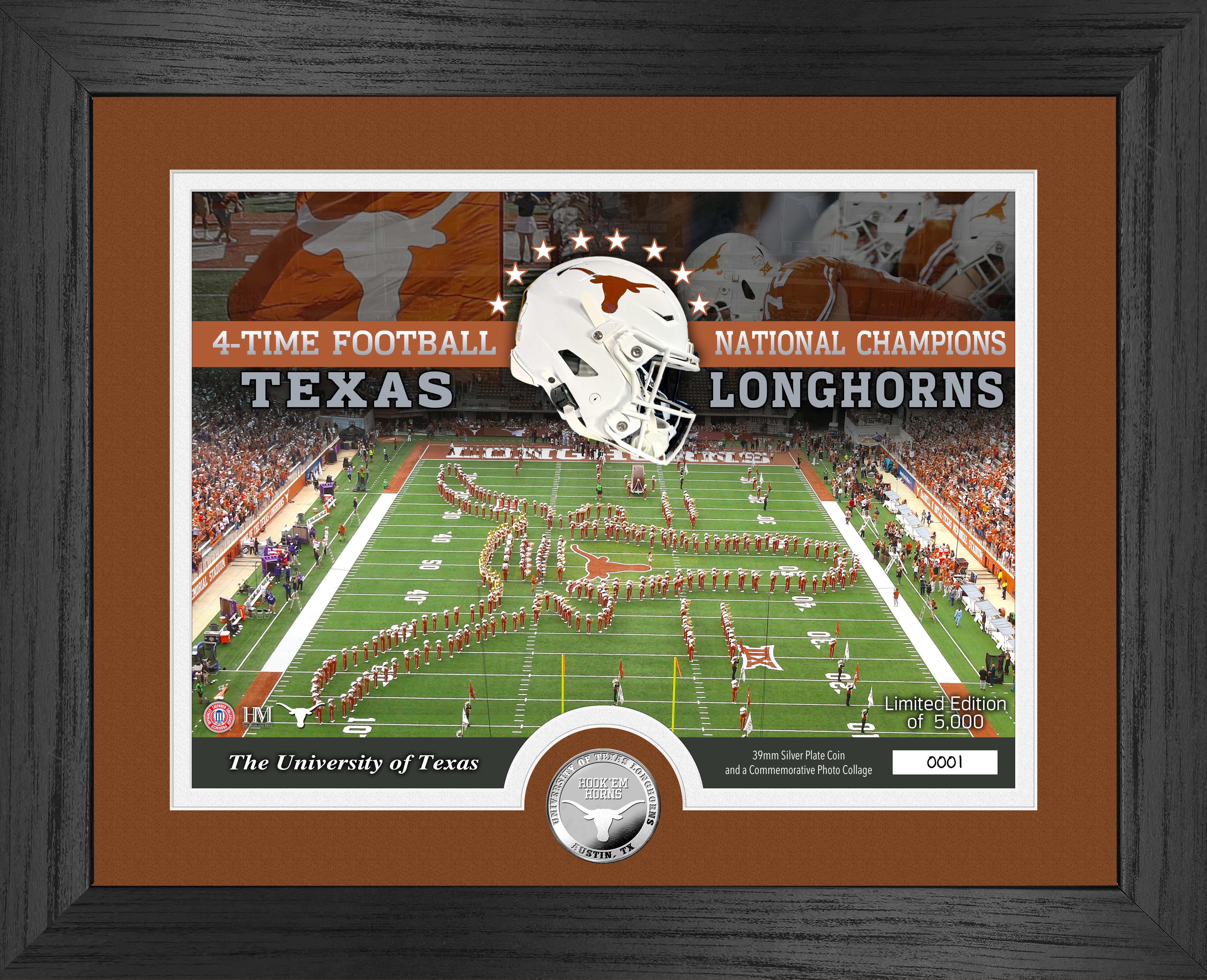 University of Texas Longhorns Stadium 4x National Football Champions Silver Coin Photo Mint