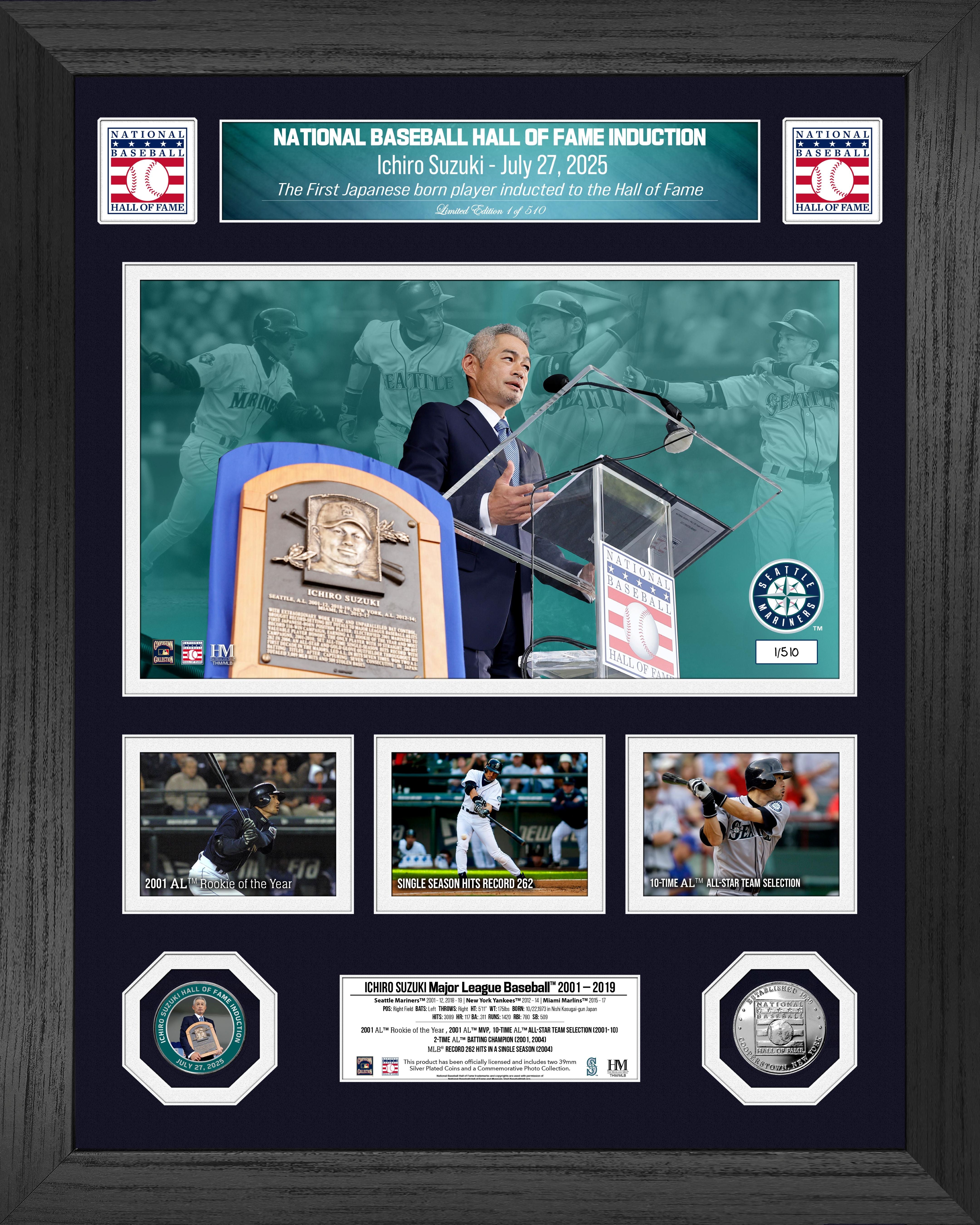 Ichiro Suzuki 2025 HOF Induction Silver Coin Marquee Photo Mint