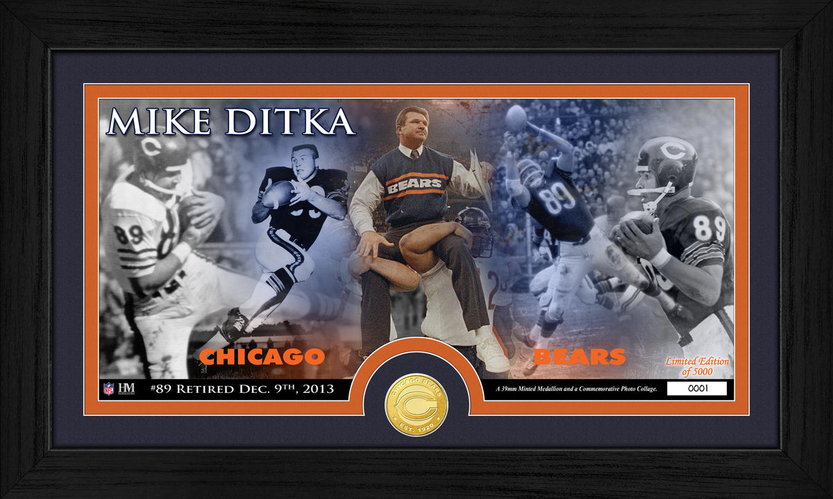 Mike Ditka Jersey Retirement Bronze Coin Pano Photo Mint