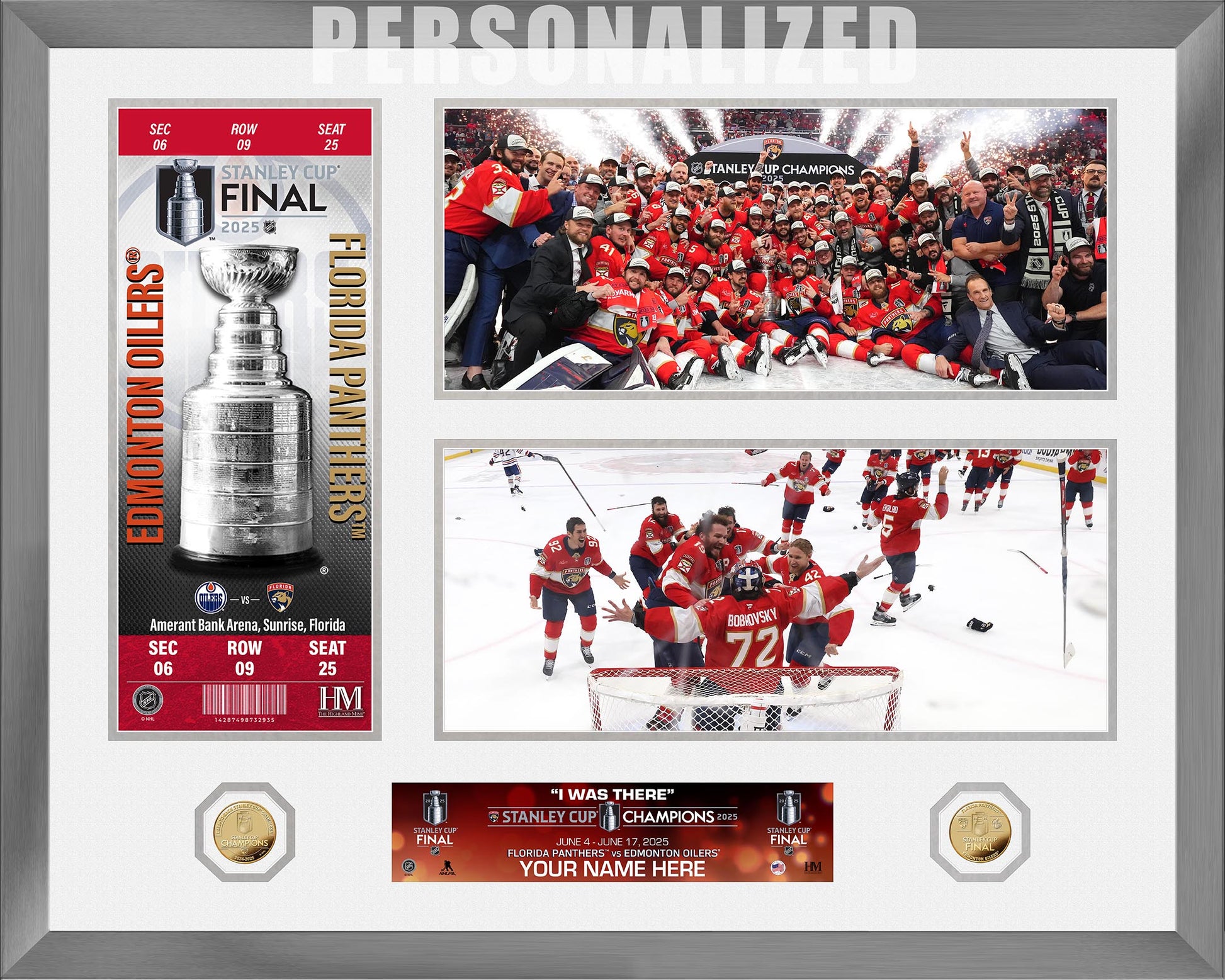 Florida Panthers Personalized 24kt Coin Special Edition Photo Mint - Framed