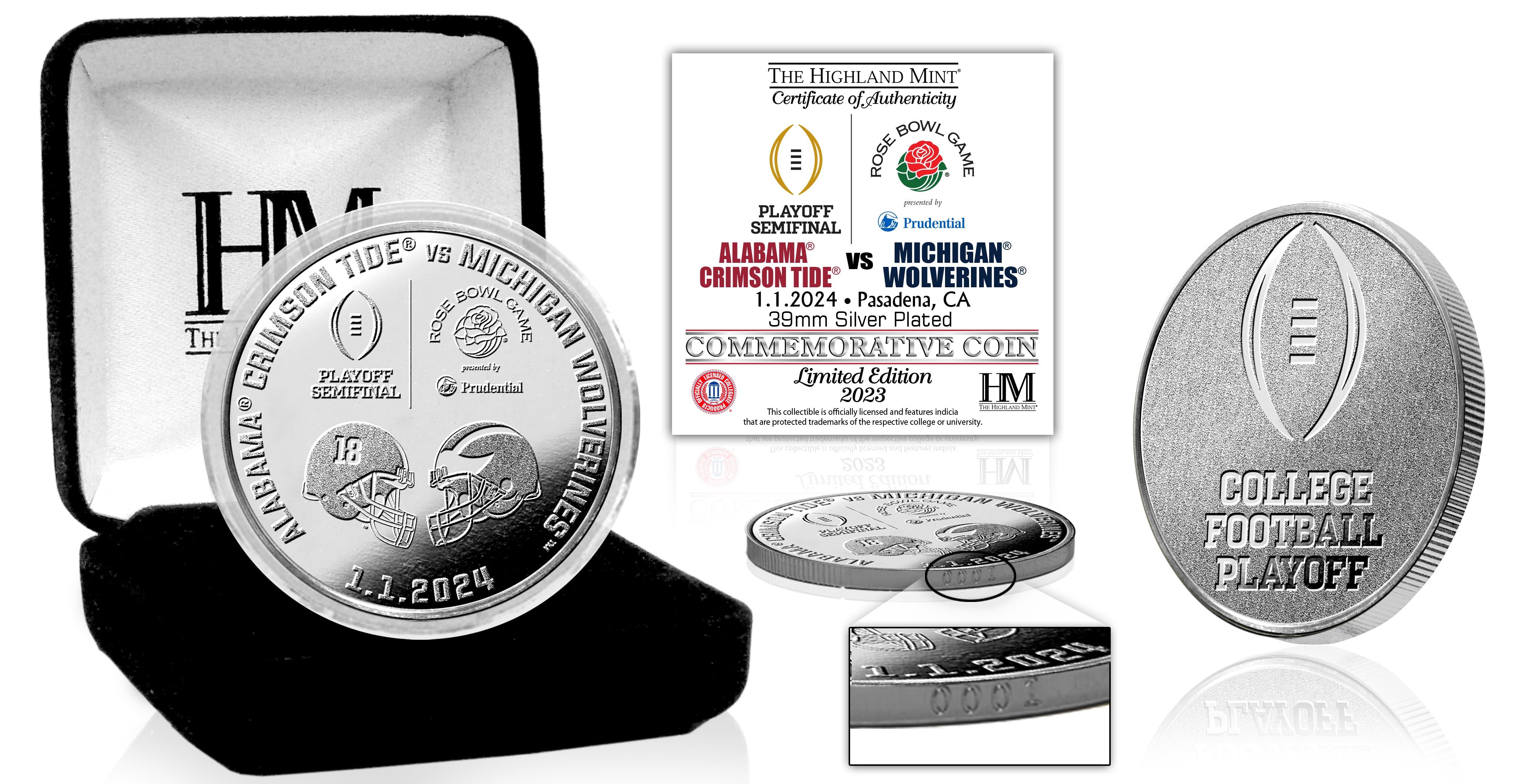 Alabama v Michigan 2023 CFP Semi Final Rose Bowl Silver Game Coin