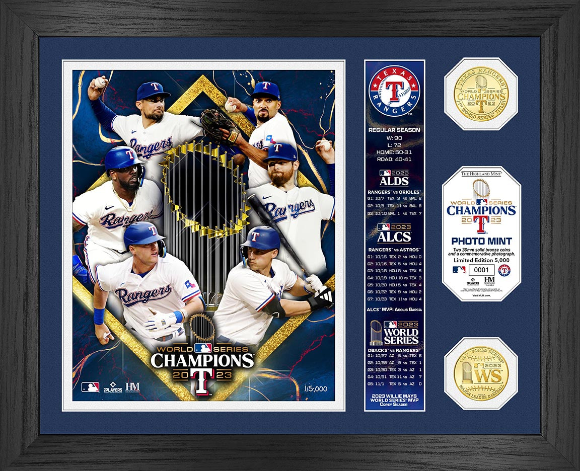 Texas Rangers 2023 World Series Champions Season Banner Bronze Coin Photo Mint