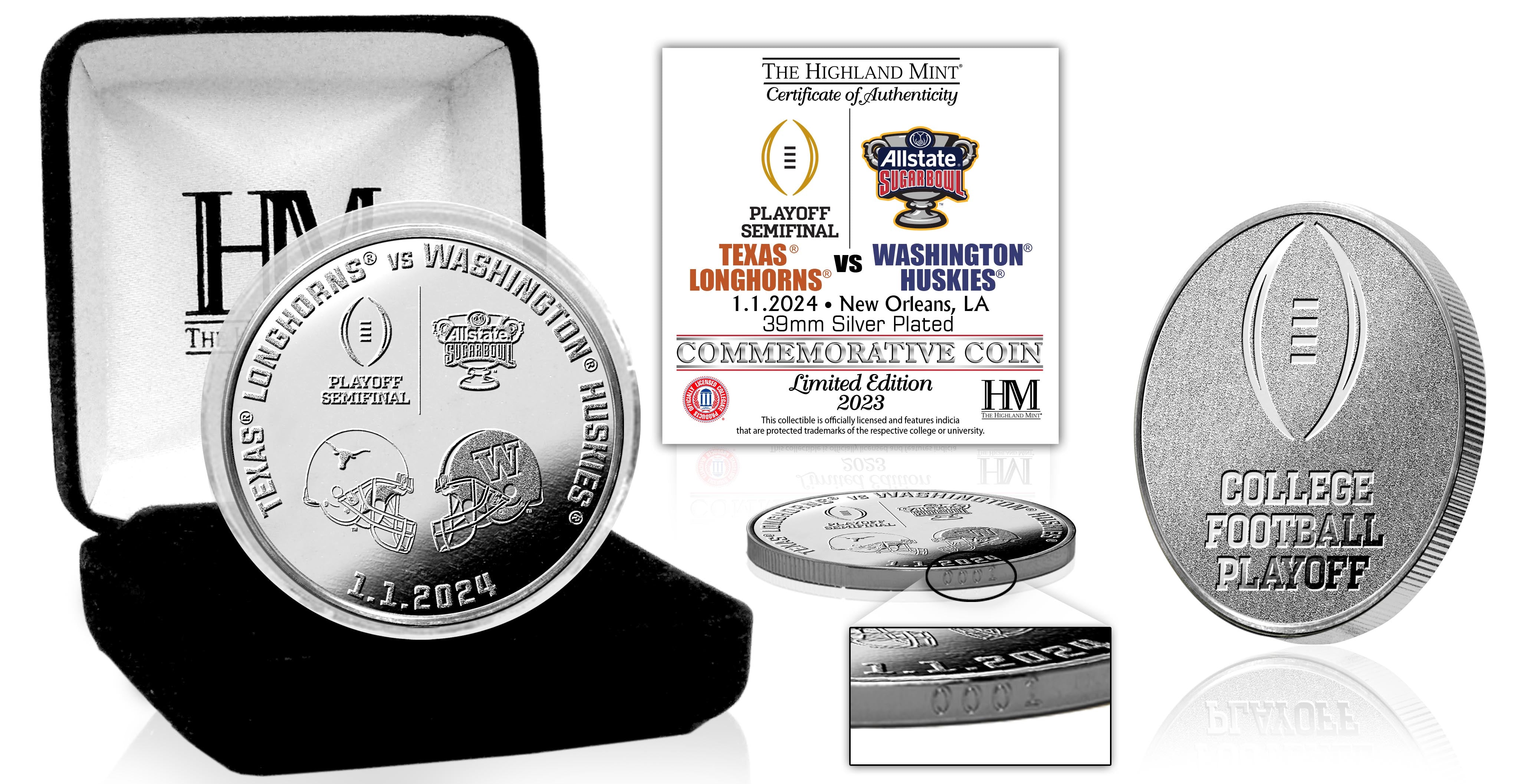 2023 Texas v. Washington CFP Semi Final Sugar Bowl Silver Game Coin