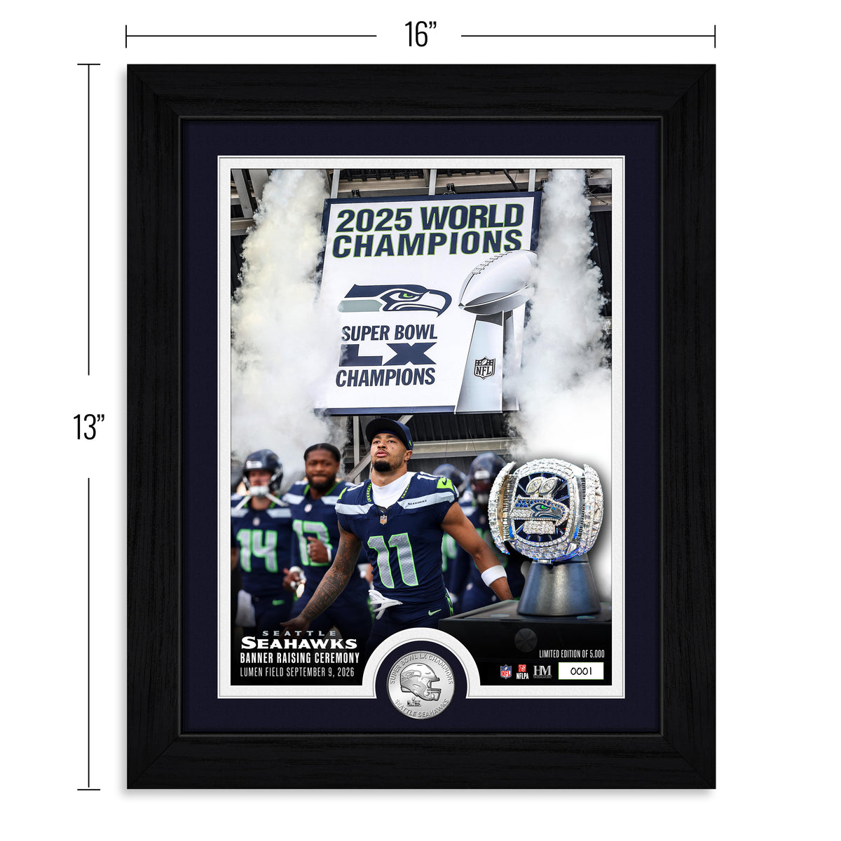 Seattle Seahawks Super Bowl LX Banner Raising Silver Coin Photo Mint