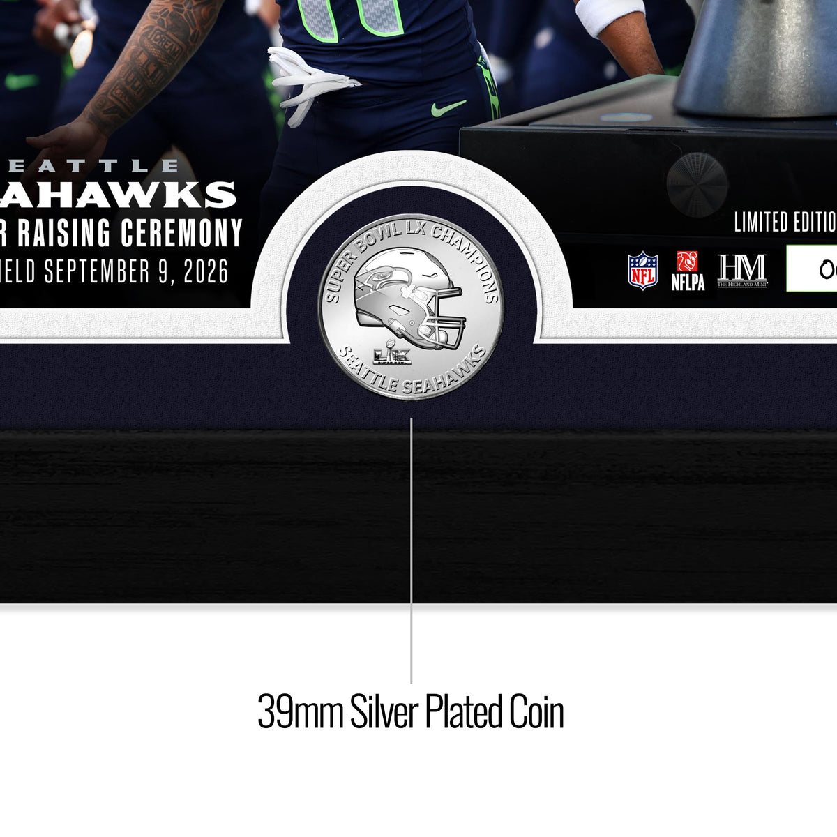Seattle Seahawks Super Bowl LX Banner Raising Silver Coin Photo Mint