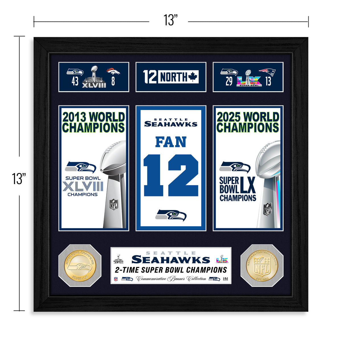 Seattle Seahawks Super Bowl Champions Banner Collection Bronze Coin Photo Mint