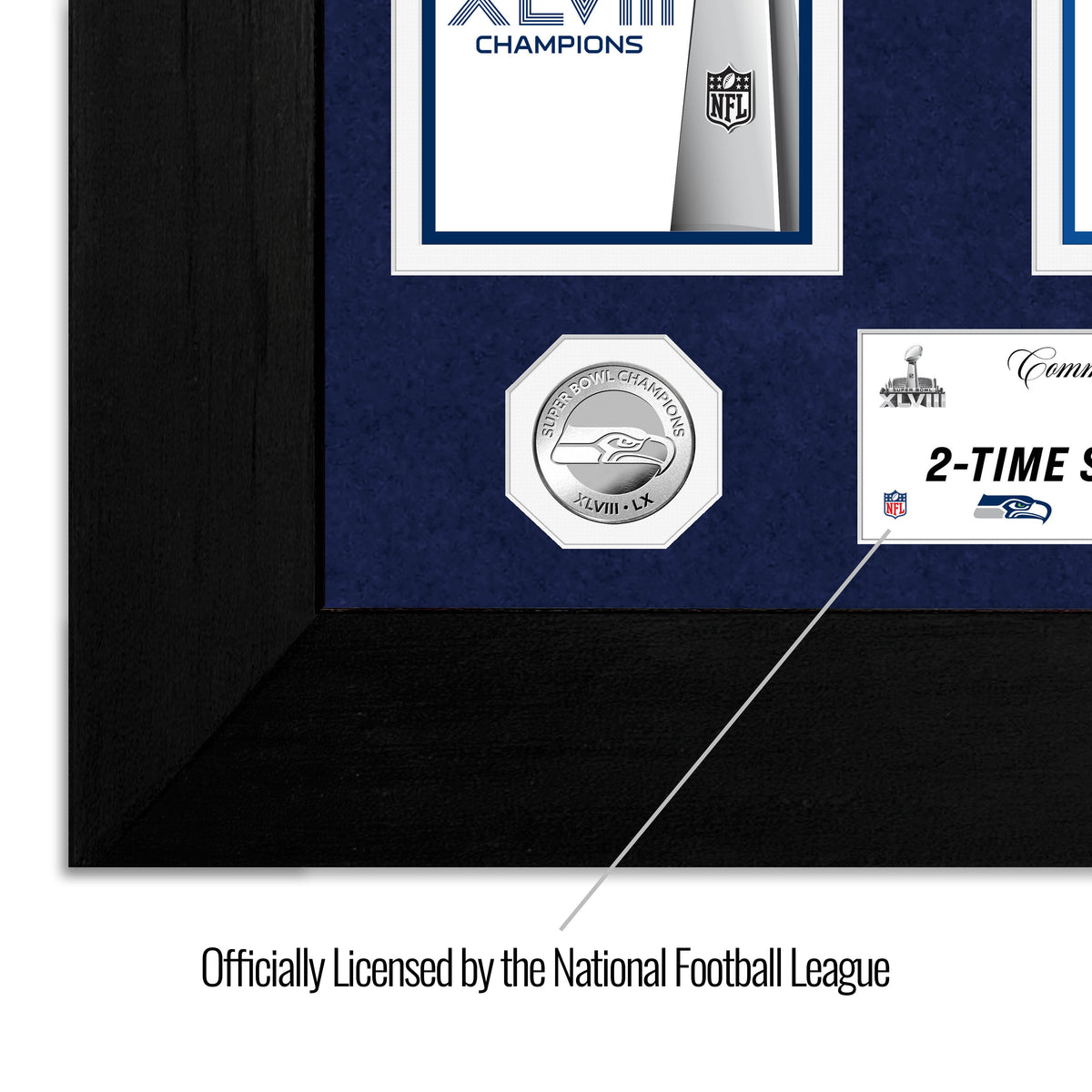 Seattle Seahawks Super Bowl Deluxe Champions Banner Collection Silver Coin Photo Mint
