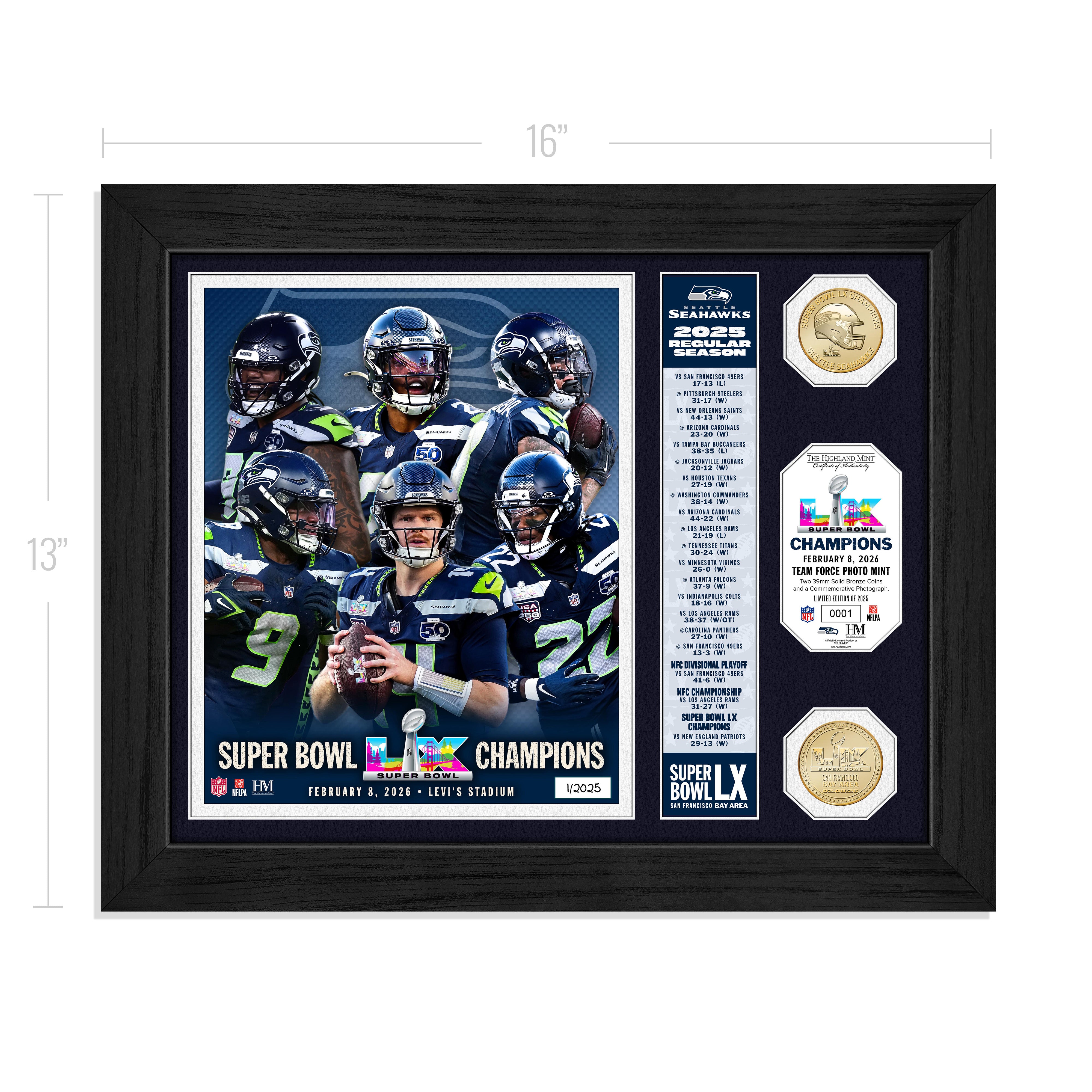 Seattle Seahawks Super Bowl LX Champions Team Force Bronze Coin Photo