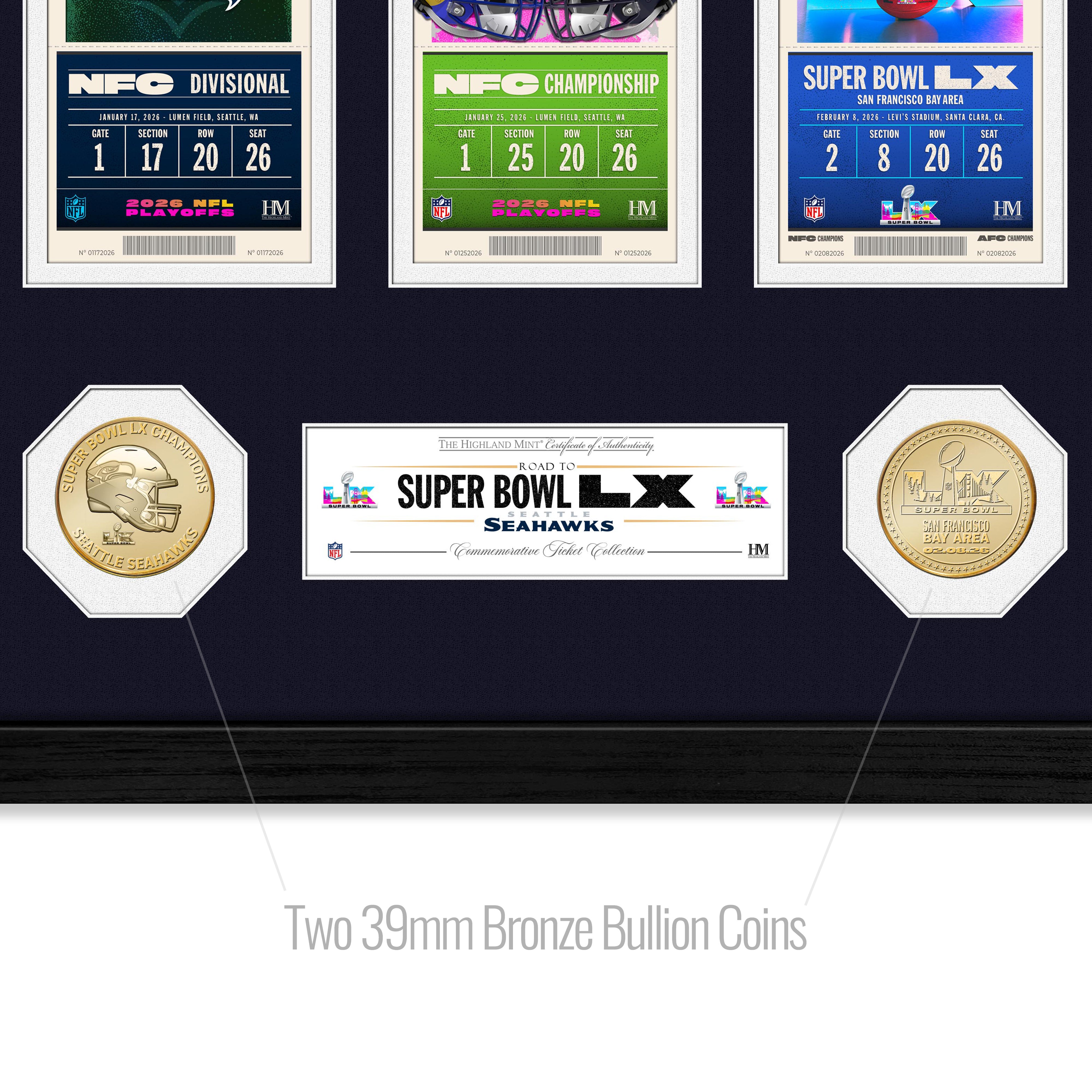Seattle Seahawks Road to the Super Bowl Ticket Bronze Coin Photo Mint