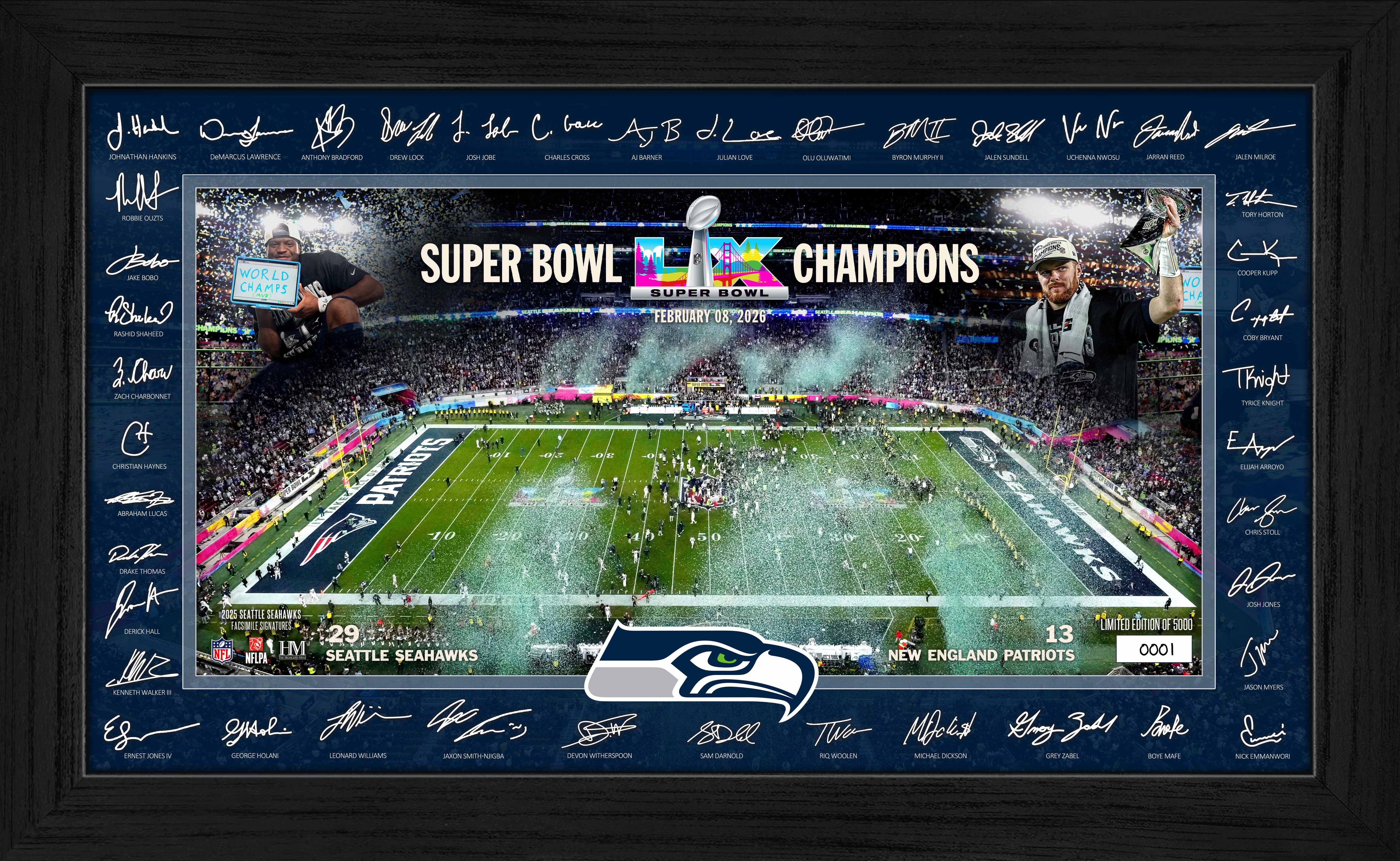 Seattle Seahawks Super Bowl LX Champions Signature Frame