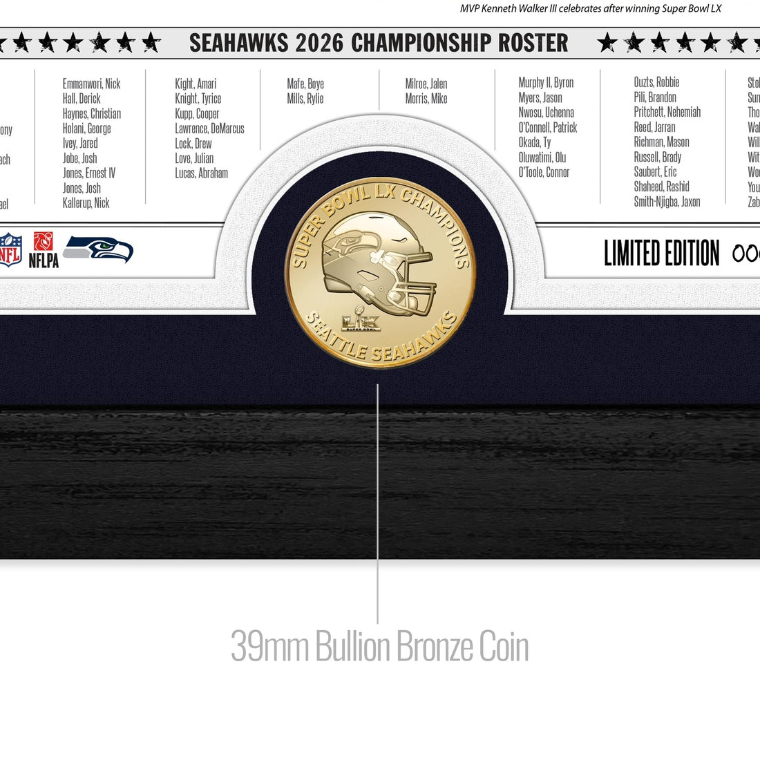 Seattle Seahawks Super Bowl LX Champions Front Page News Bronze Coin Photo Mint