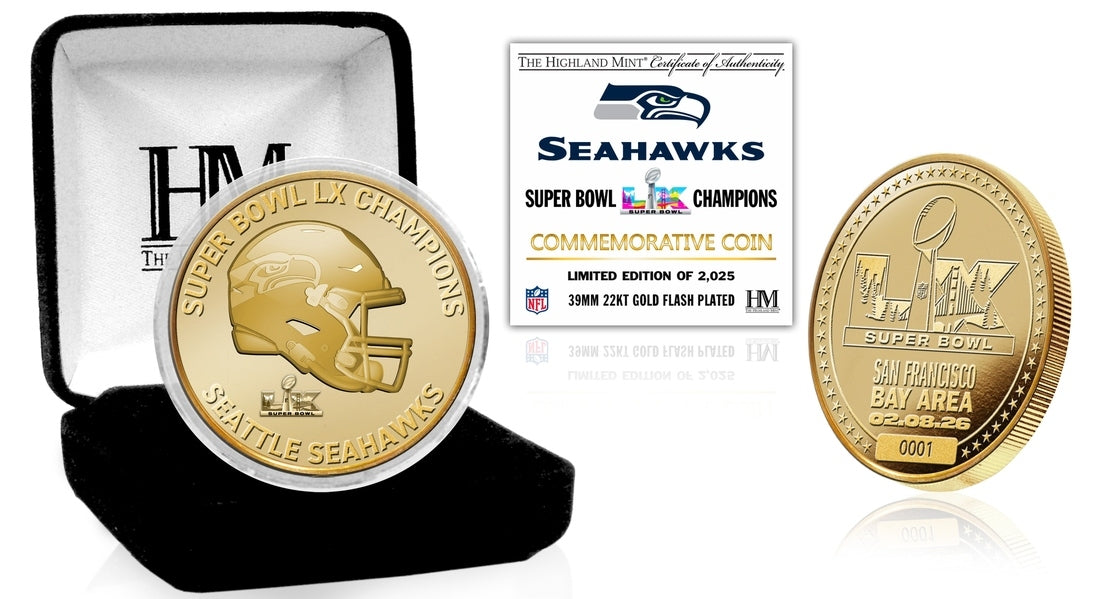Seattle Seahawks Super Bowl LX Champions Gold Plated Coin