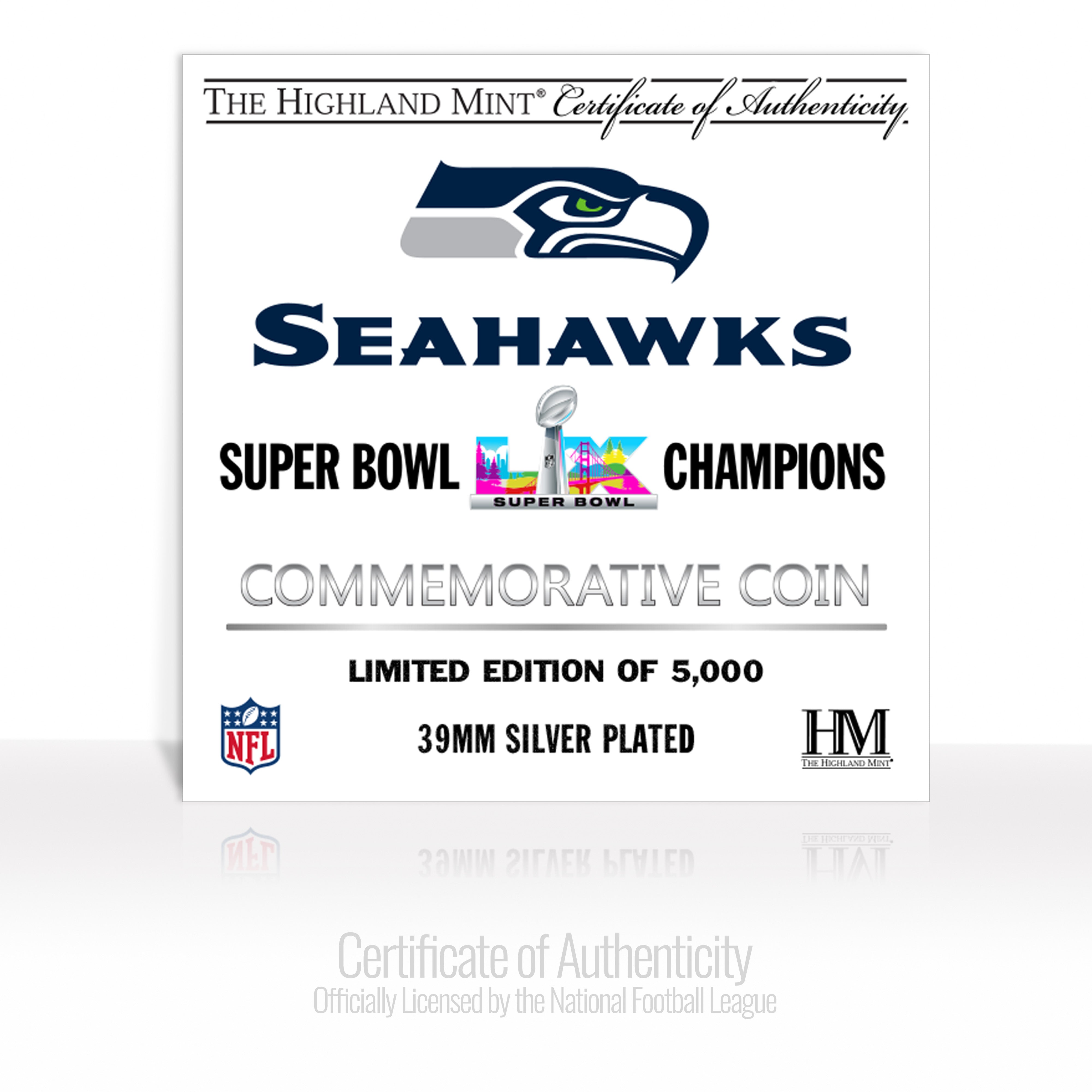 Seattle Seahawks Super Bowl LX Champions Silver Plated Coin – The