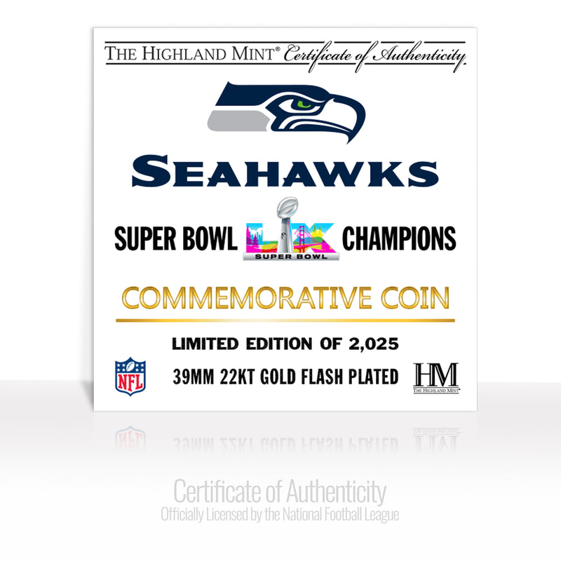 Seattle Seahawks Super Bowl LX Champions Gold Plated Coin