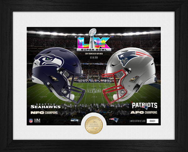 New England Patriots vs. Seattle Seahawks Super Bowl LX Match up Bronze Coin Photo Mint