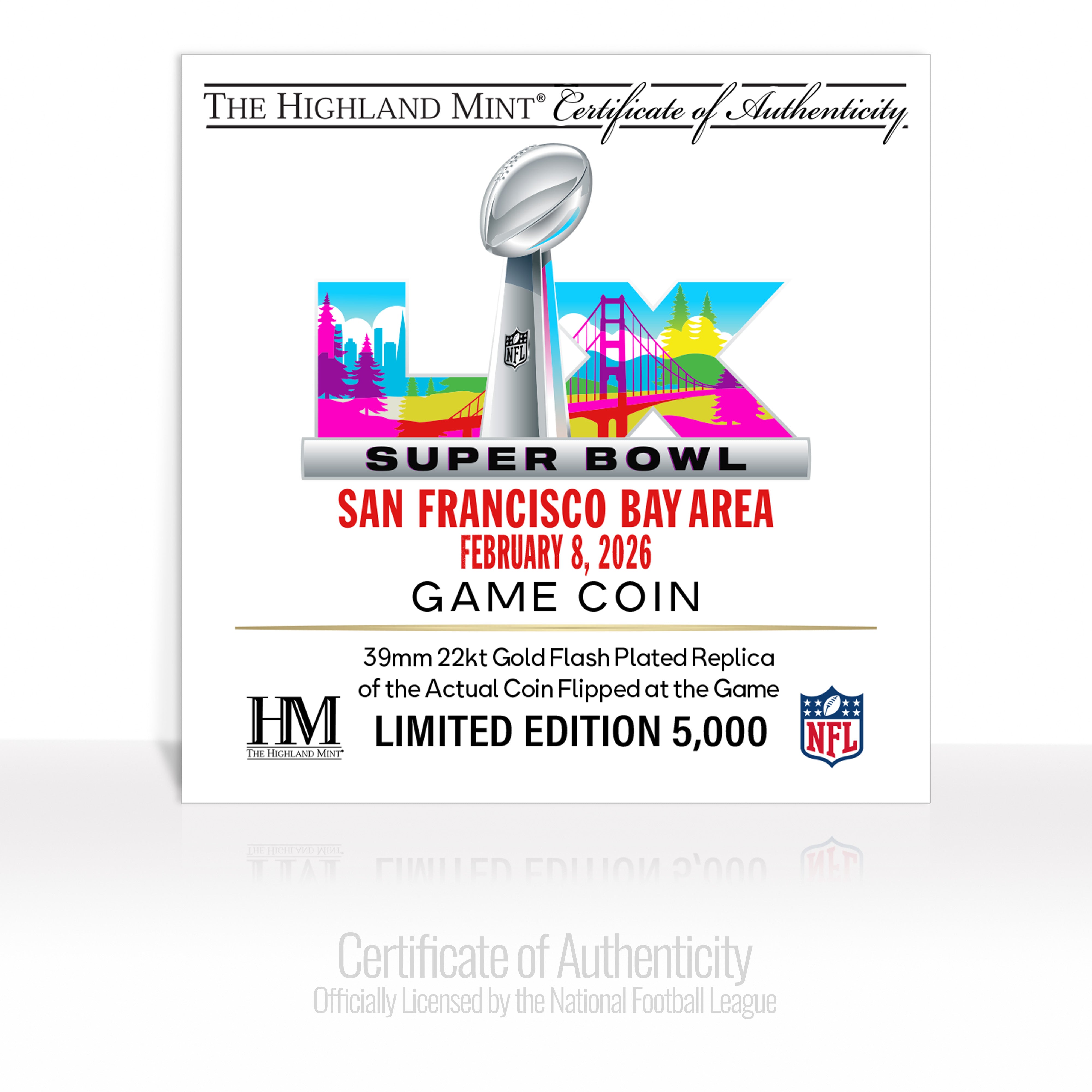 New England Patriots vs. Seattle Seahawks Super Bowl LX Gold Plated Game Coin