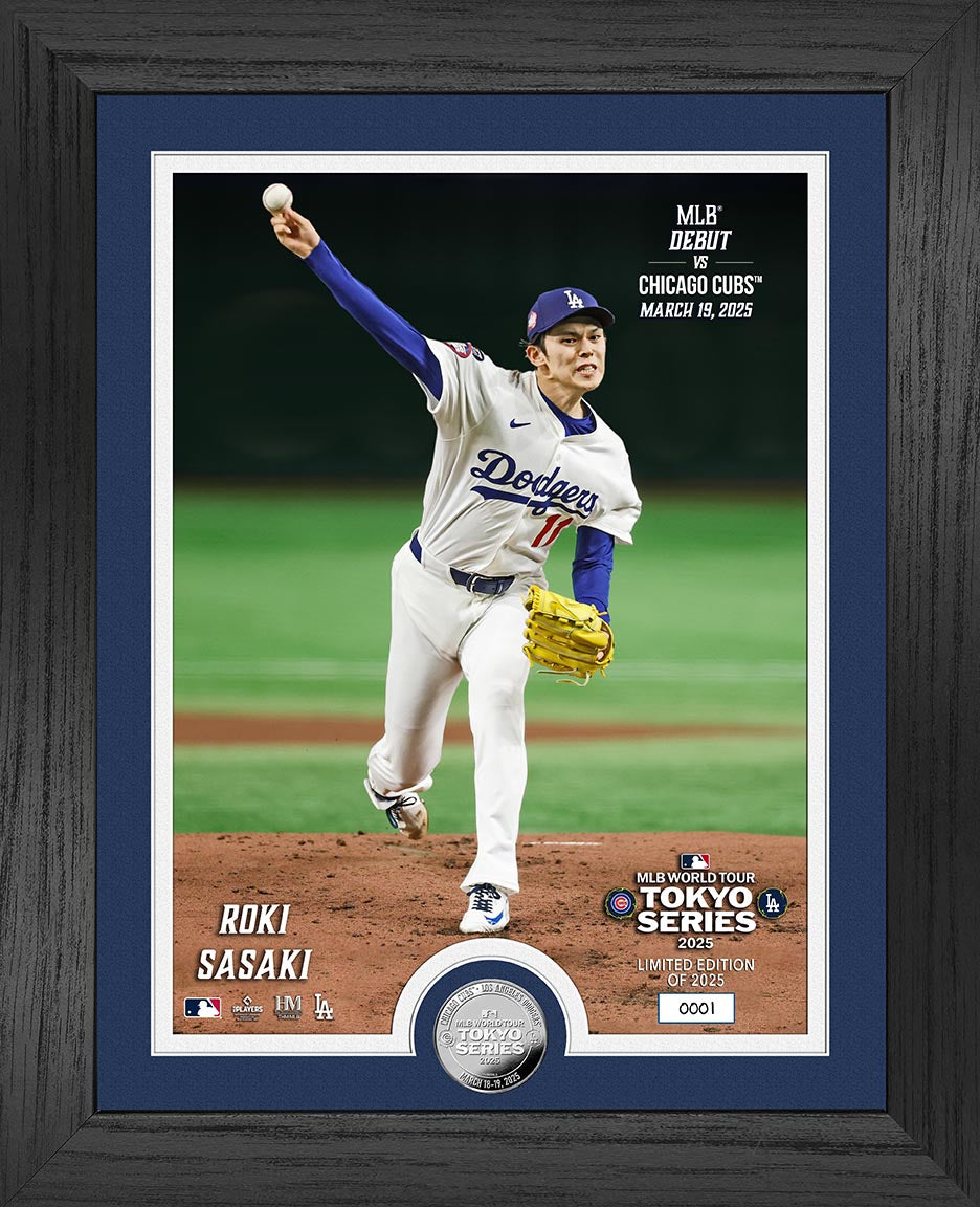 Roki Sasaki MLB Debut at Tokyo Games Silver Coin Photo Mint - Framed