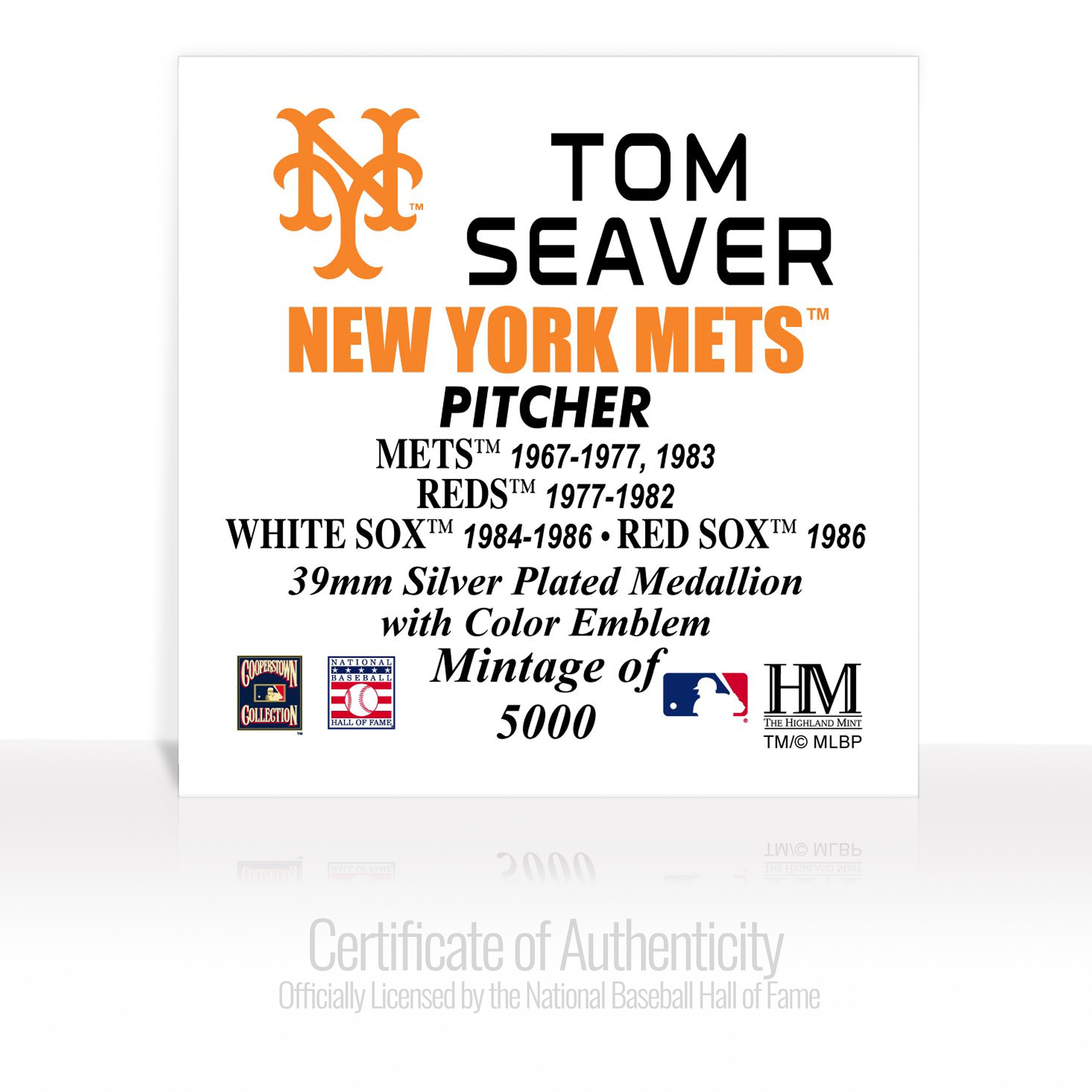 Tom Seaver Baseball Hall of Fame Silver Color Coin