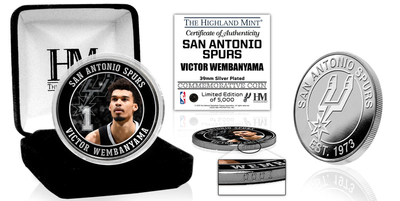 Victor Wembanyama San Antonio Spurs Silver Plated Color Coin