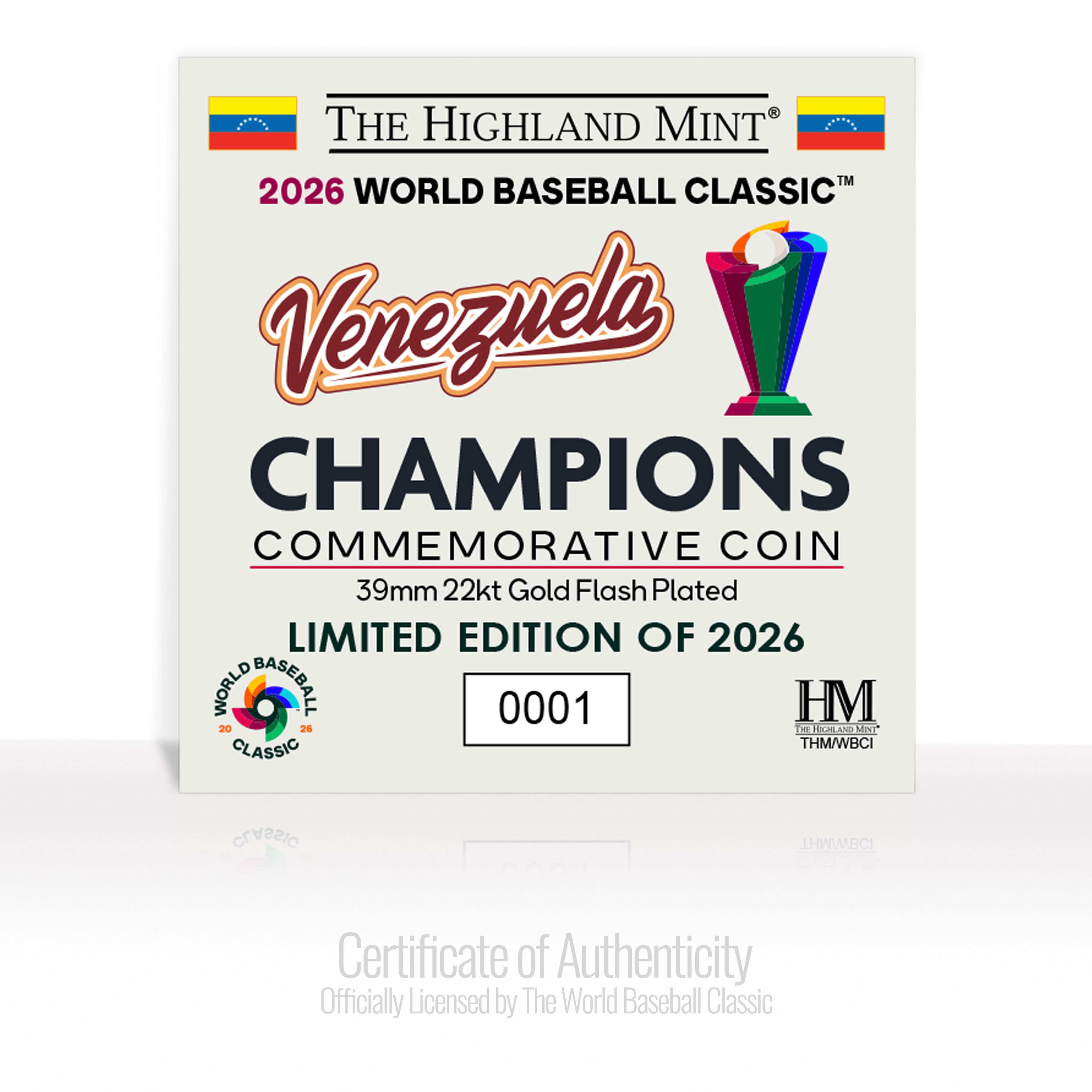 Venezuela 2026 World Baseball Classic Champions Gold Coin