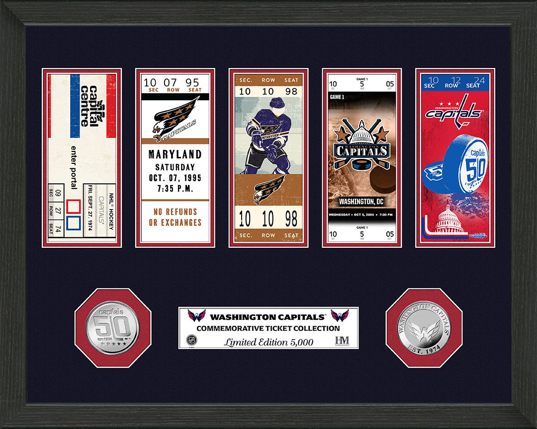 Washington Capitals 50th Anniversary Ticket Collection and Coin Photo Mint - Framed