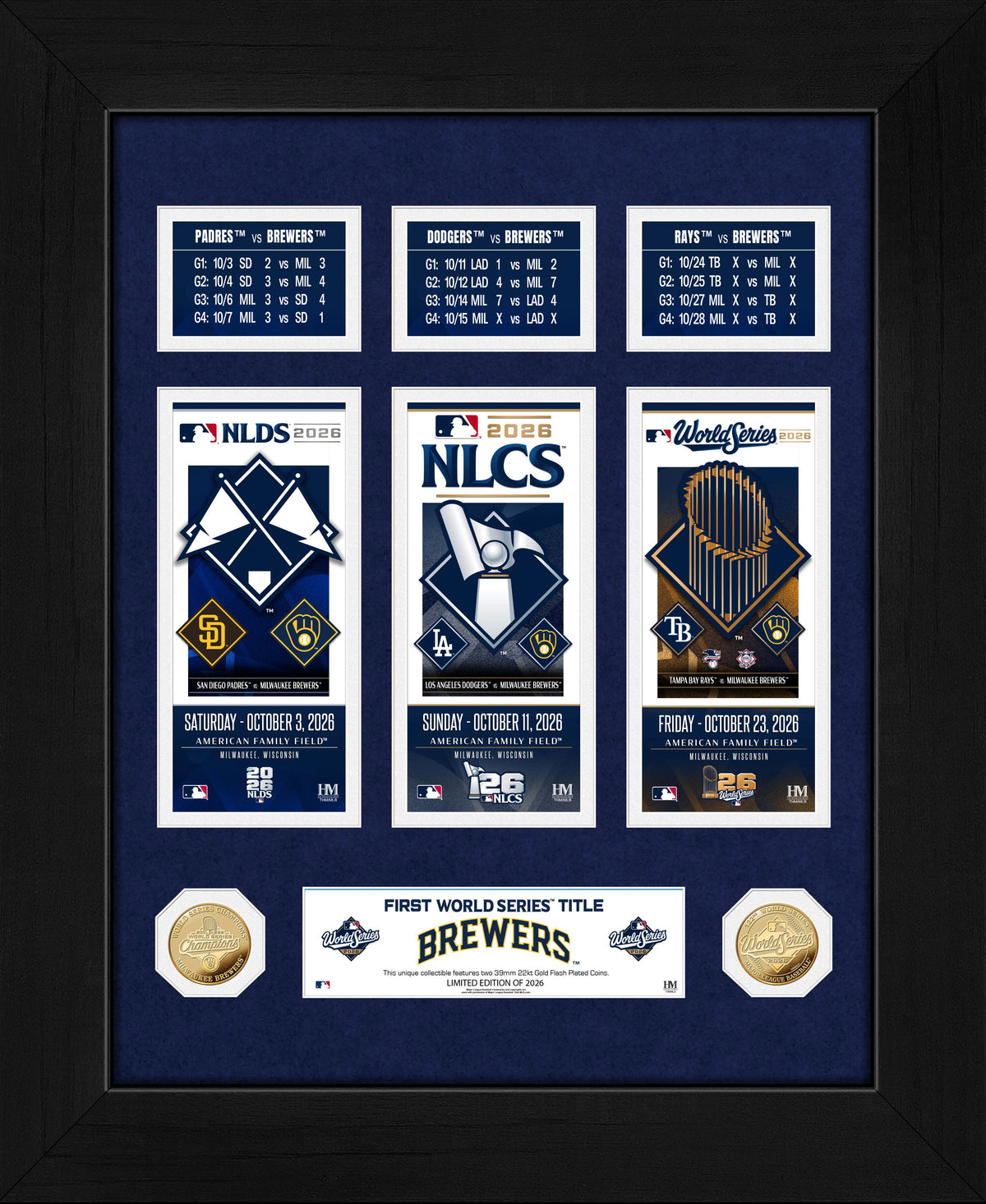 Milwaukee Brewers 2026 Deluxe Road to the World Series Championship Ticket Collection Photo Mint