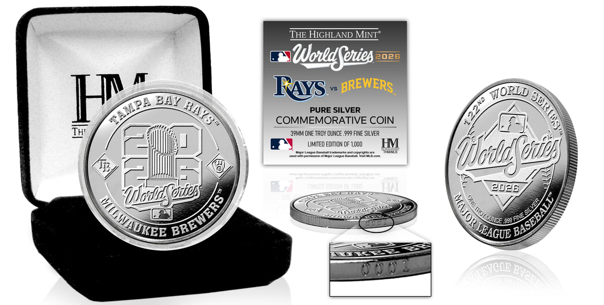 Milwaukee Brewers vs Tampa Bay Rays 2026 World Series 1oz .999 Pure Silver Dueling Game Coin