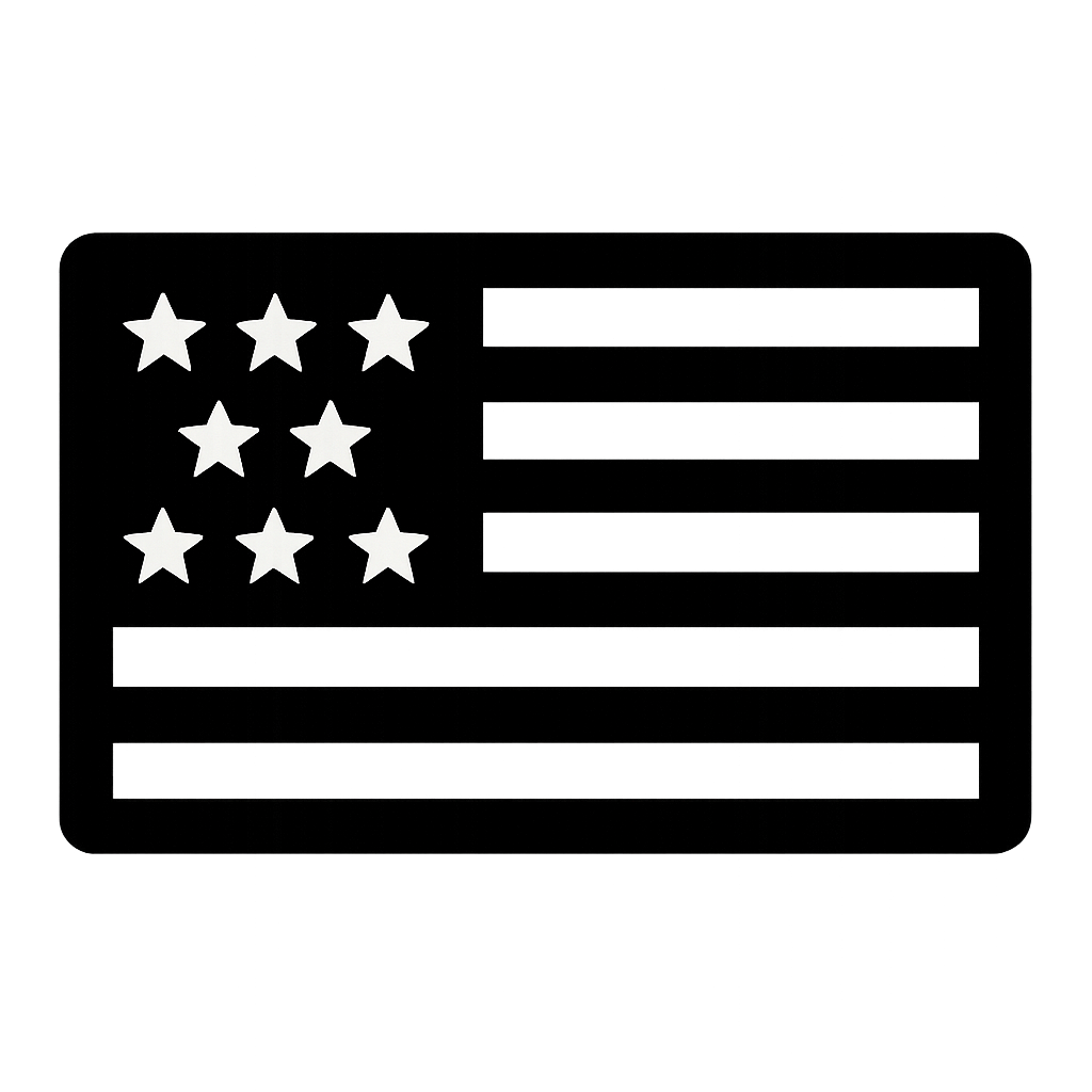 USA flag icon minimalistic black & transparent backgrund