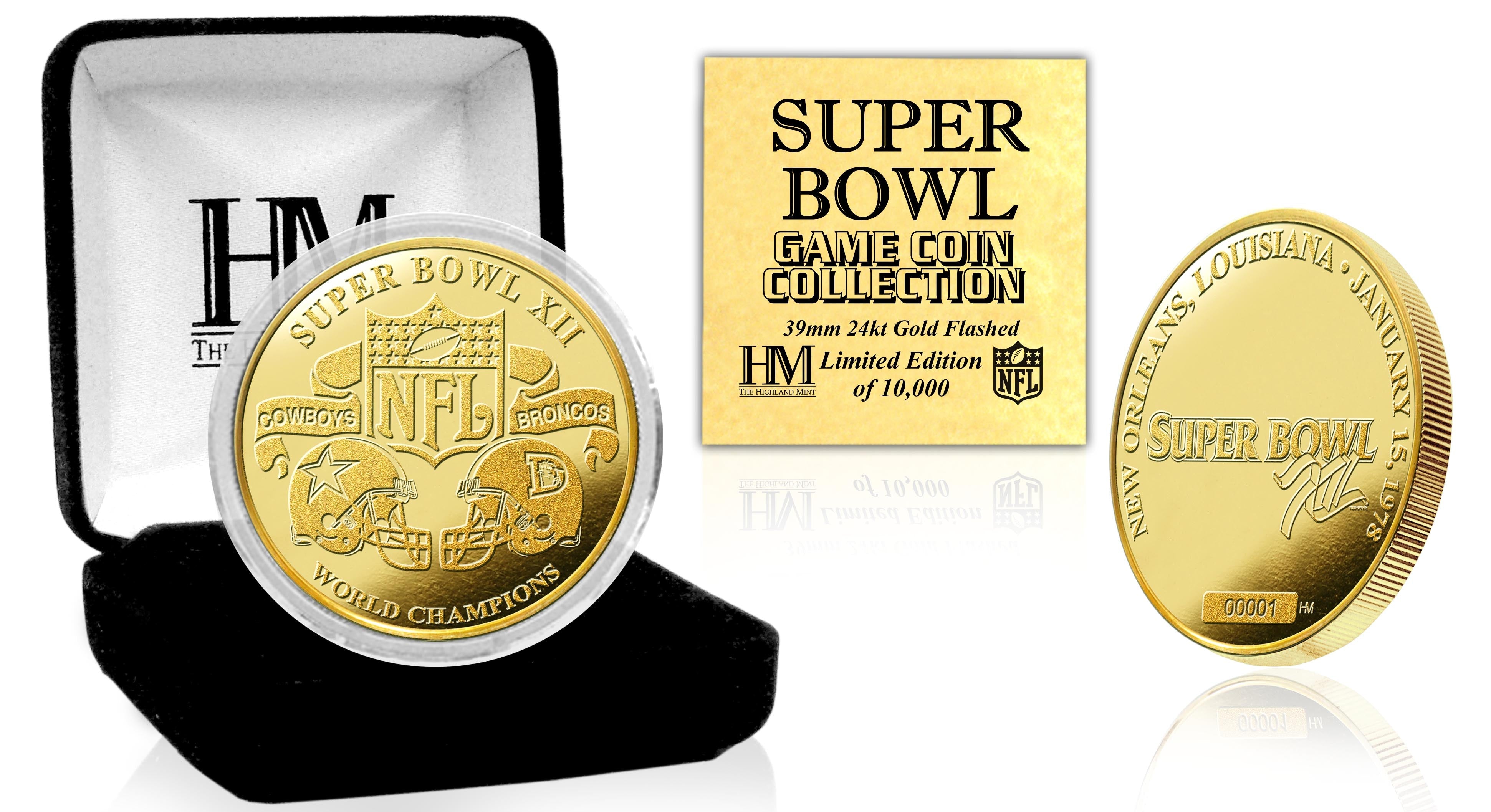 Super Bowl XII 24kt Gold Flip Coin