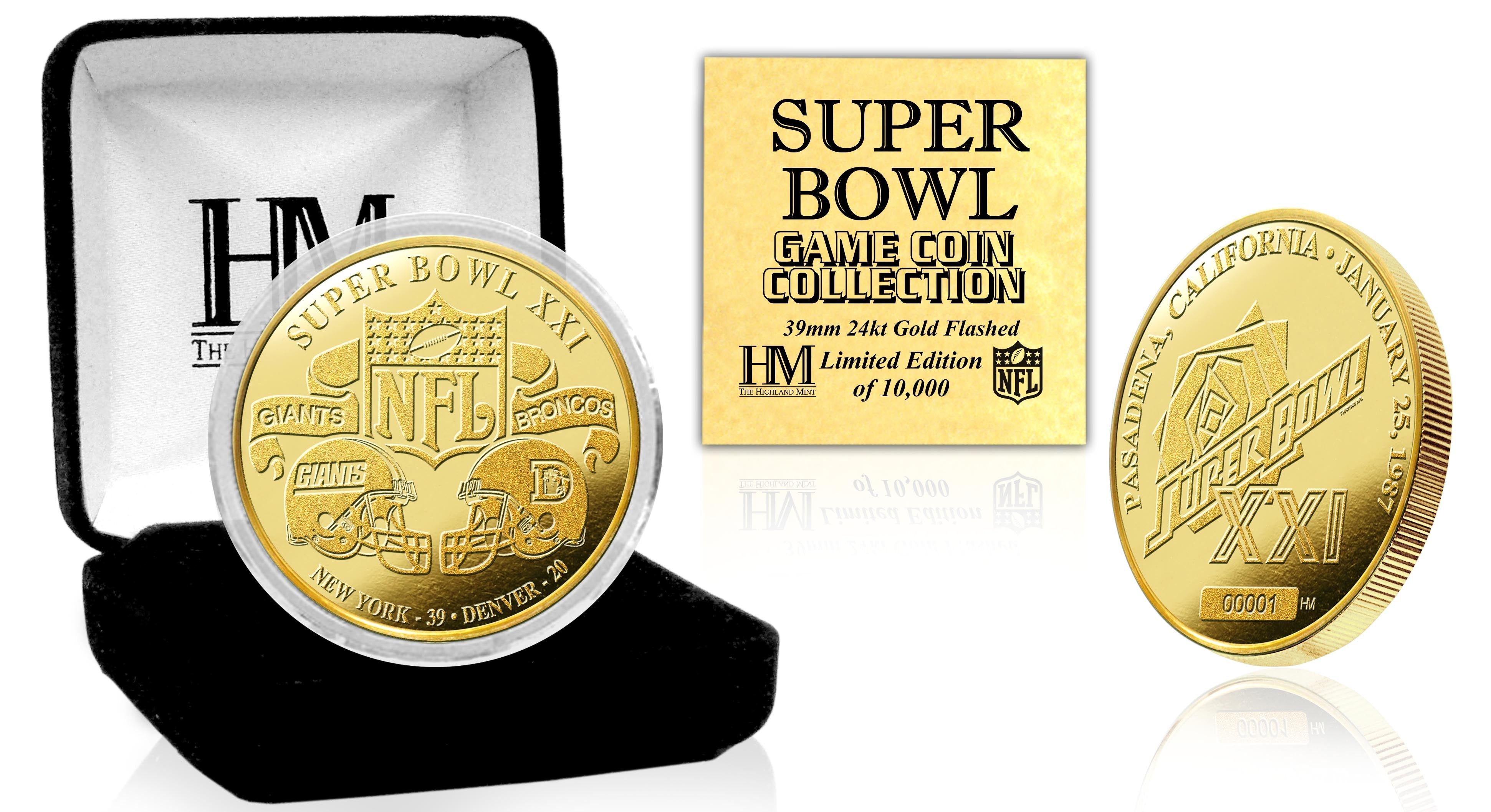 Super Bowl XXI 24kt Gold Flip Coin