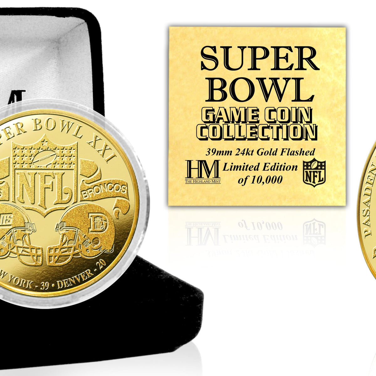 Super Bowl XXI 24kt Gold Flip Coin