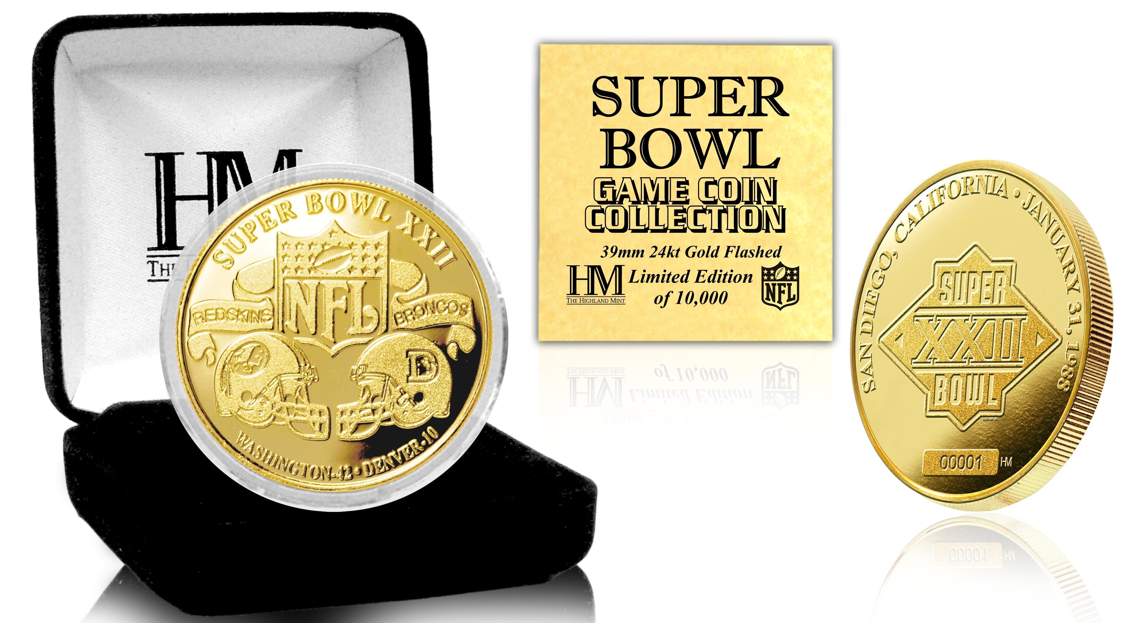 Super Bowl XXII 24kt Gold Flip Coin