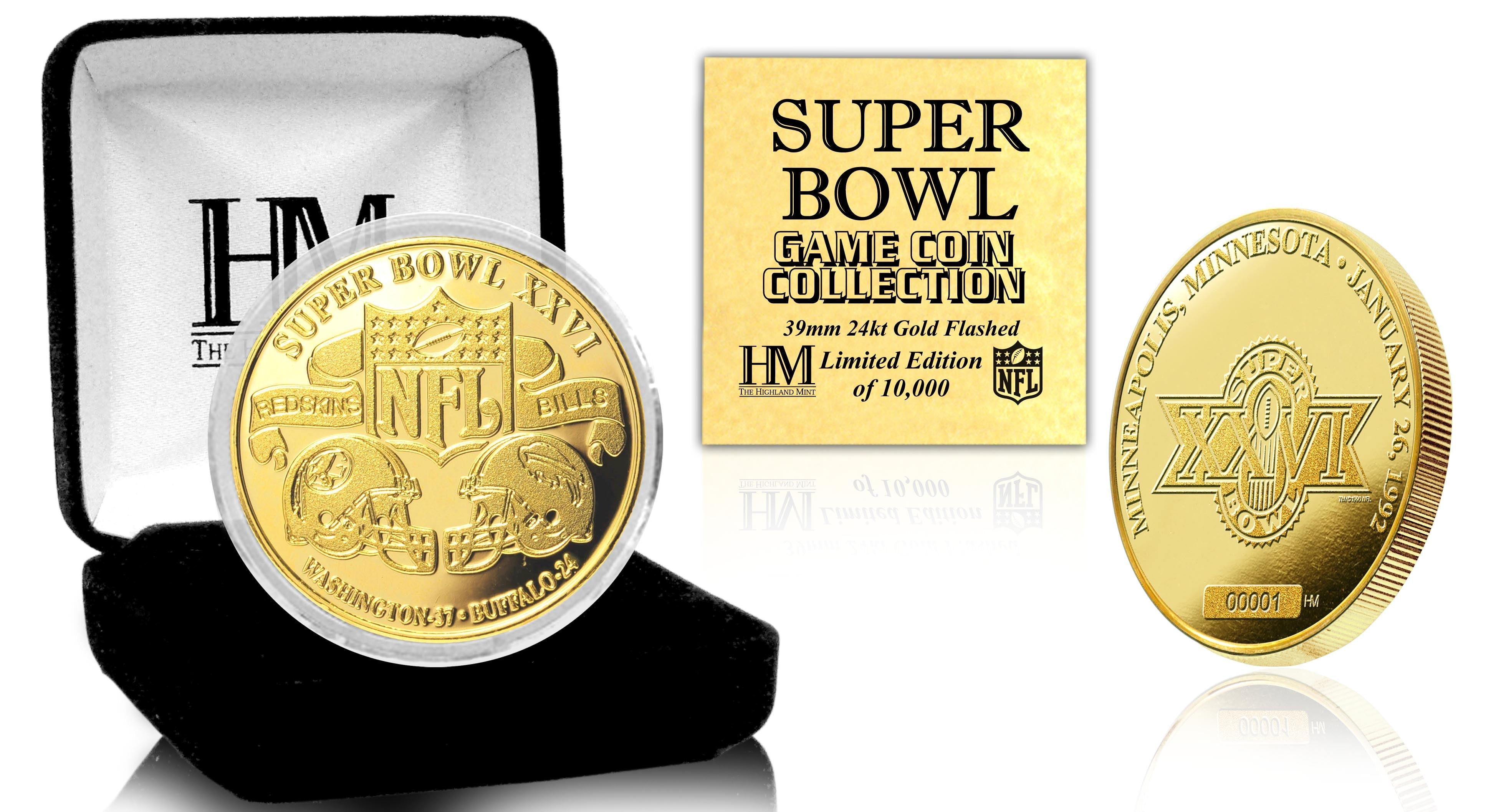 Super Bowl XXVI 24kt Gold Flip Coin