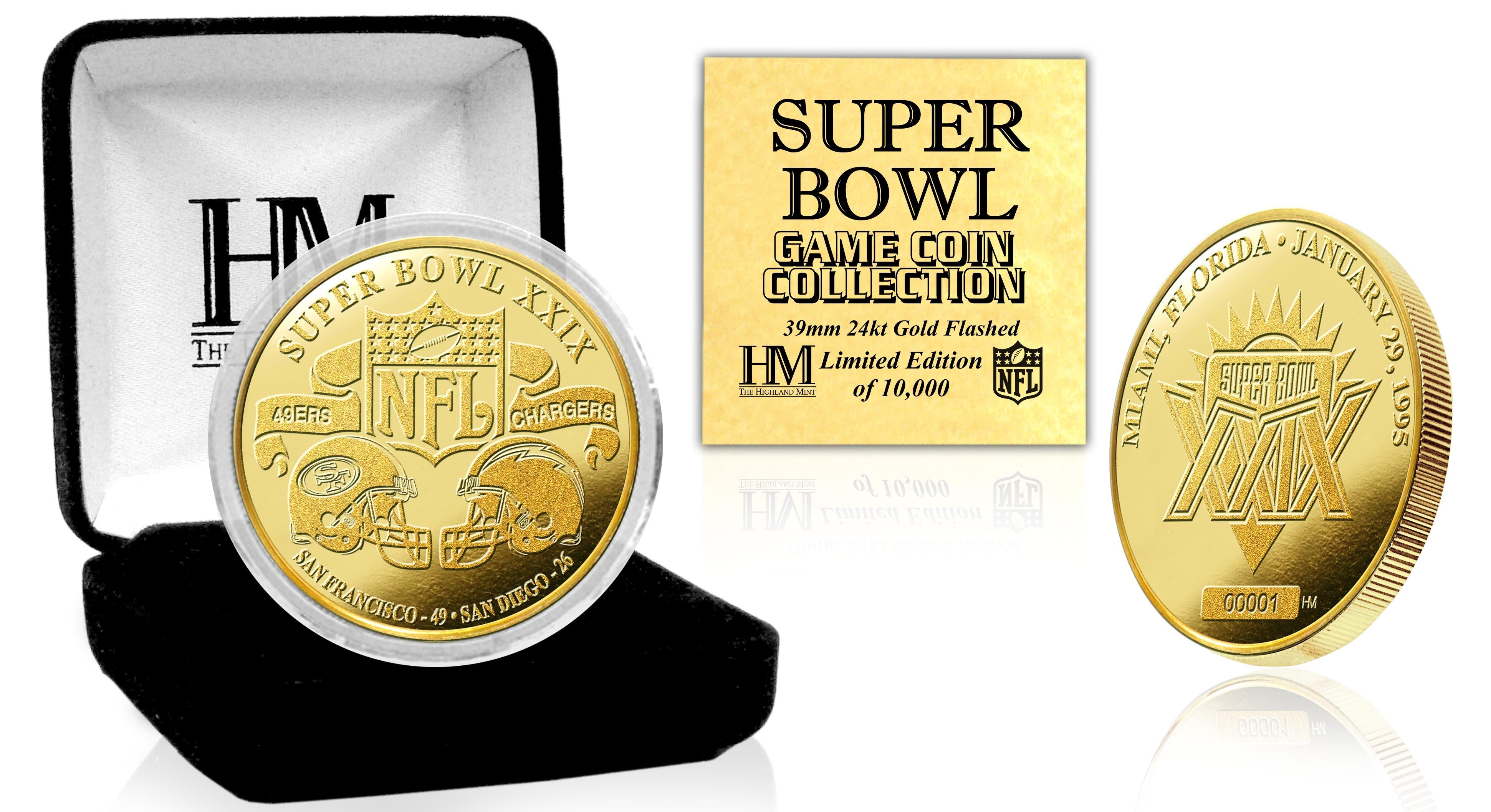 Super Bowl XXIX 24kt Gold Flip Coin