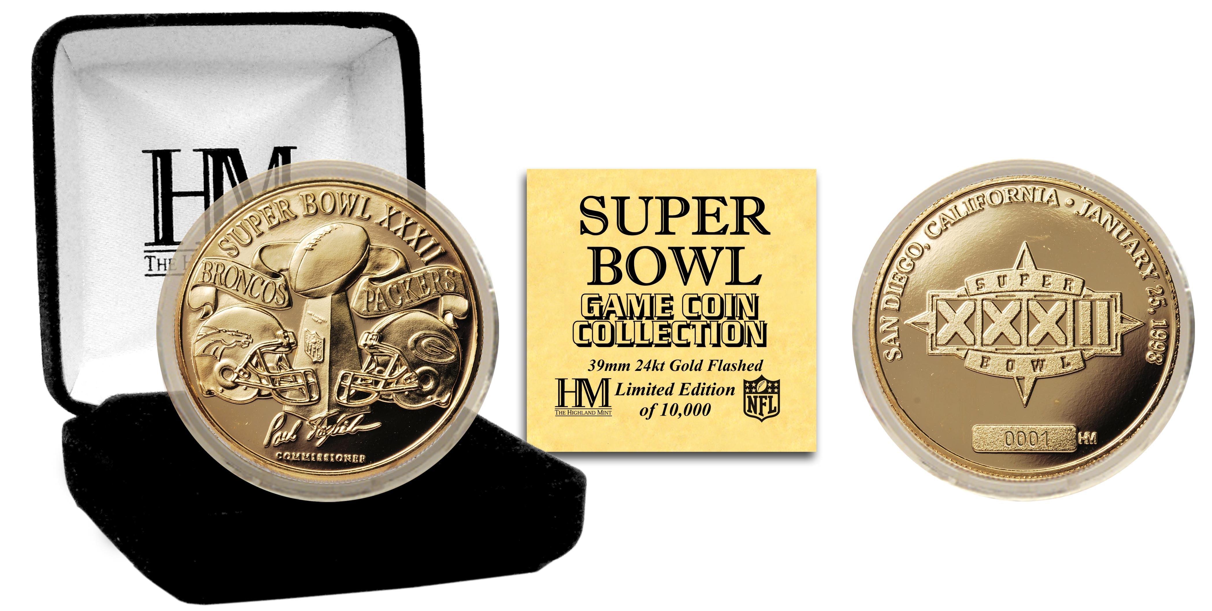Super Bowl XXXII 24kt Gold Flip Coin