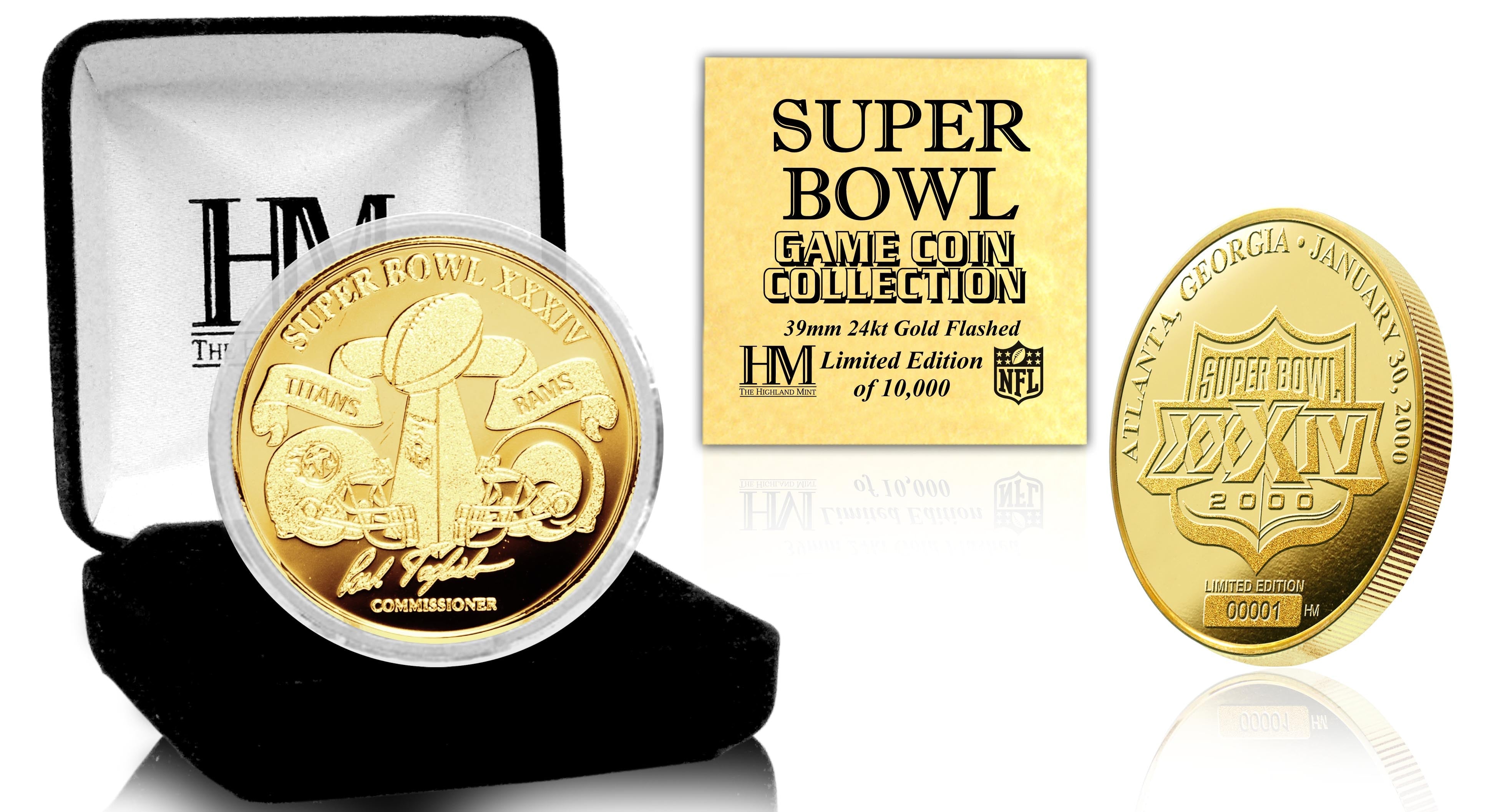 Super Bowl XXXIV 24kt Gold Flip Coin