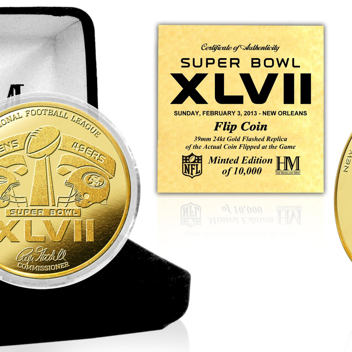 13436 ハイランドミント社製スーパーボウルXLVI記念 24KTゲーム Super Bowl XLVII Gold Flip Coin