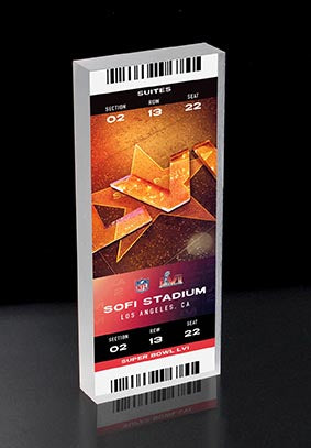 Super Bowl 56 Ticket Acrylic 3D Block