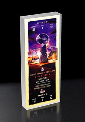 Super Bowl 56 Official Ticket Acrylic 3D Block