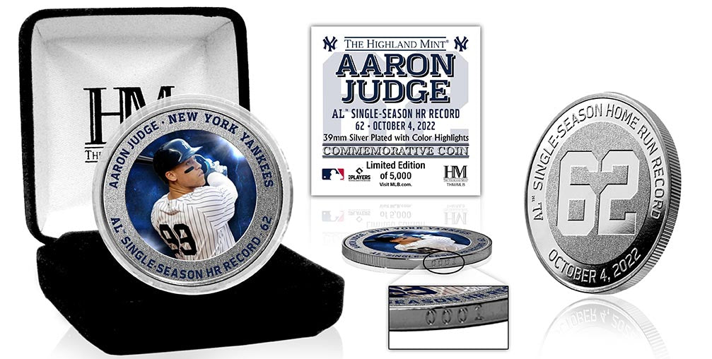 Aaron Judge AL Single Season Home Run Record 62 Silver Coin