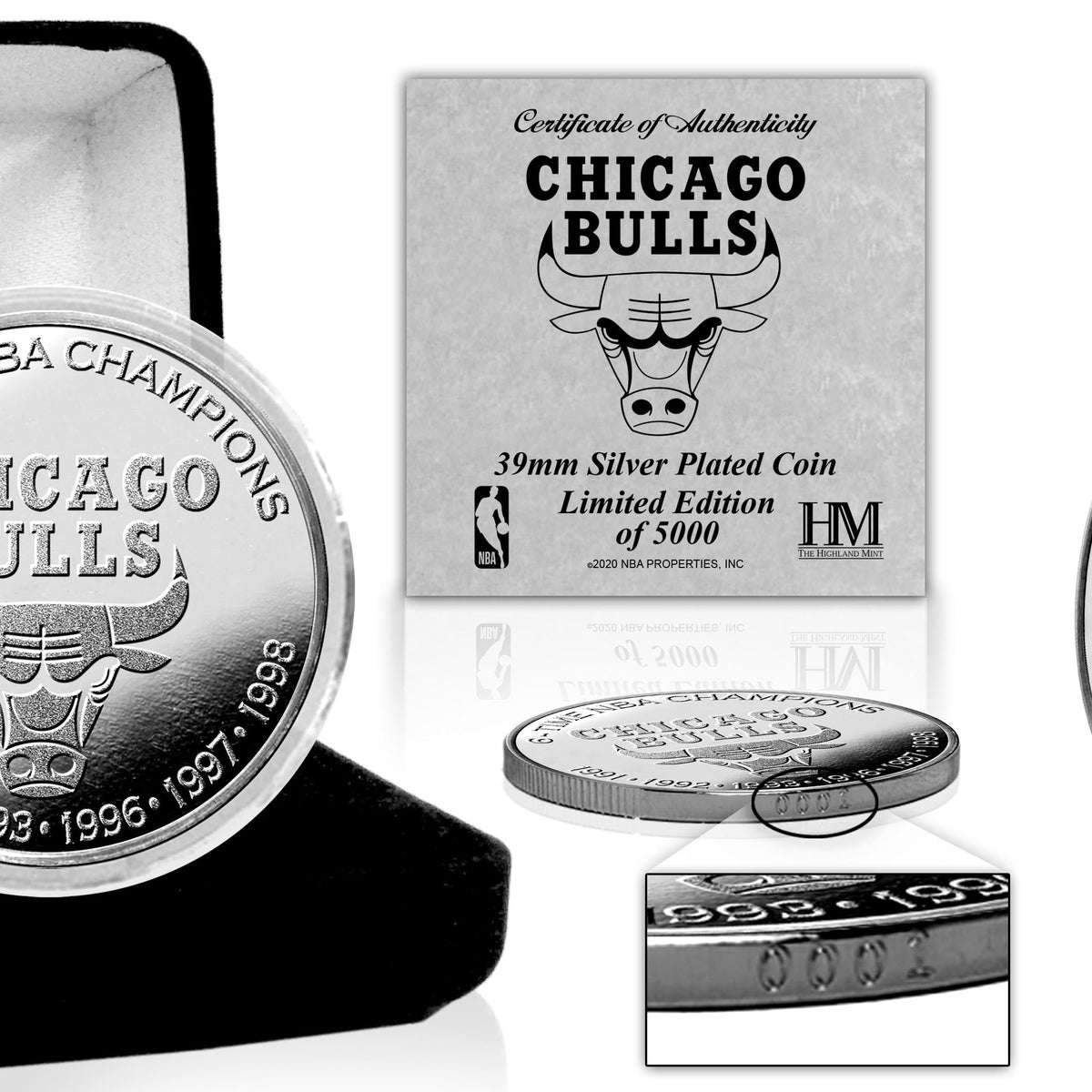 純銀 1オンス 1994 シカゴ・ブルズ NBA チャンピオンシップ記念 Chicago Bulls 6-Time Champions Silver Coin