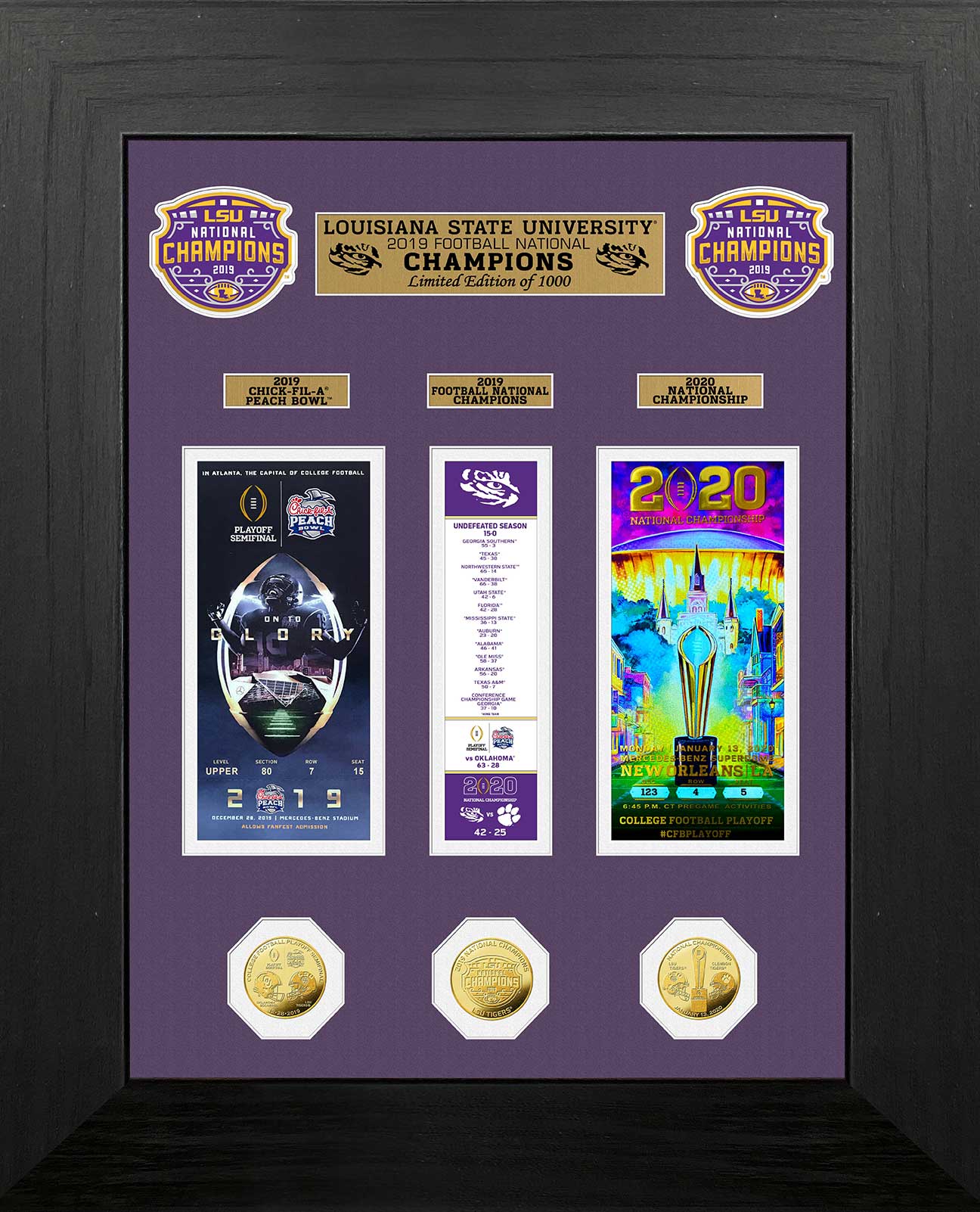 Louisiana State University 2019 Football National Champions Deluxe Gold Coin Ticket Collection